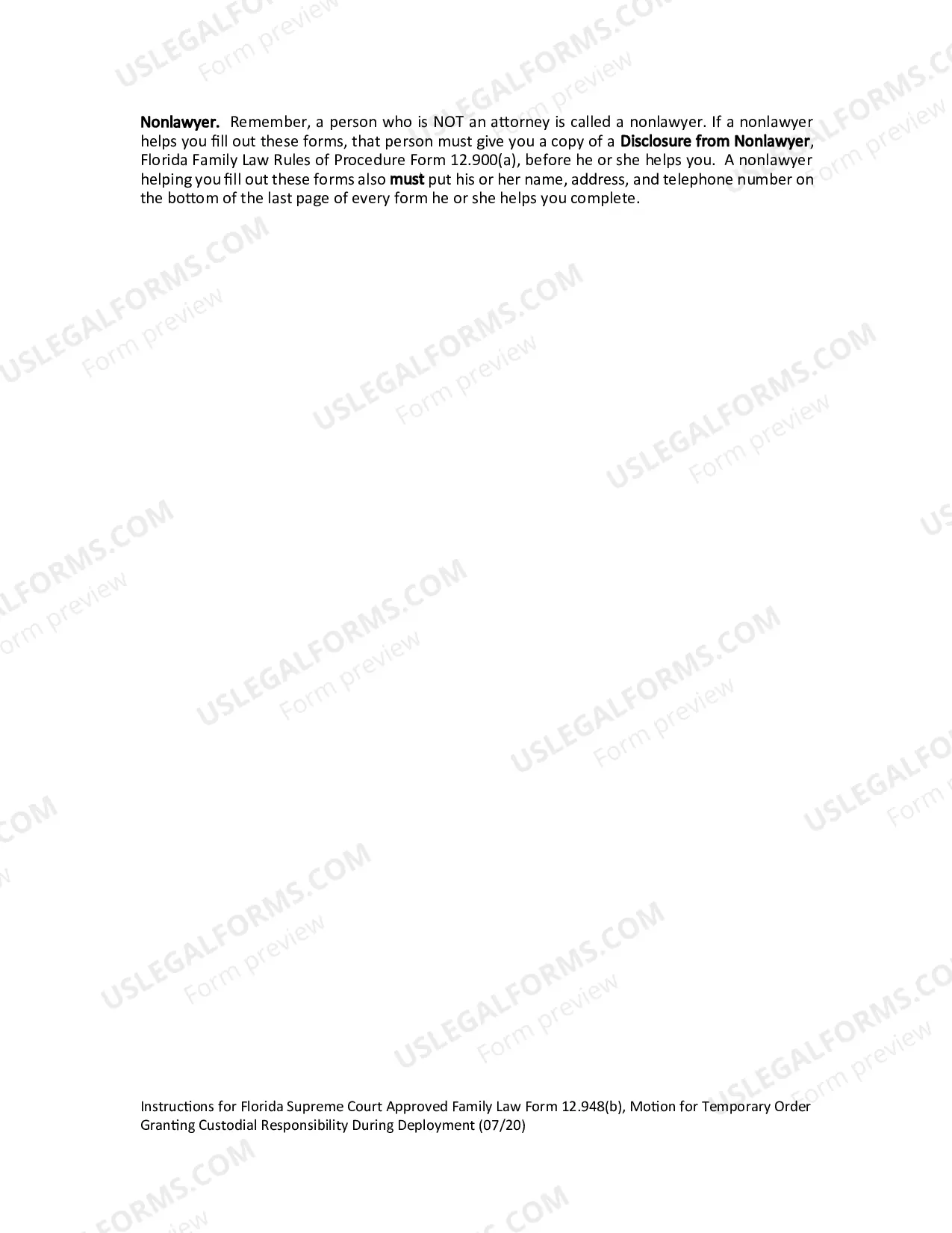Preview Motion for Temporary Order Granting Custodial Responsibility During Deployment