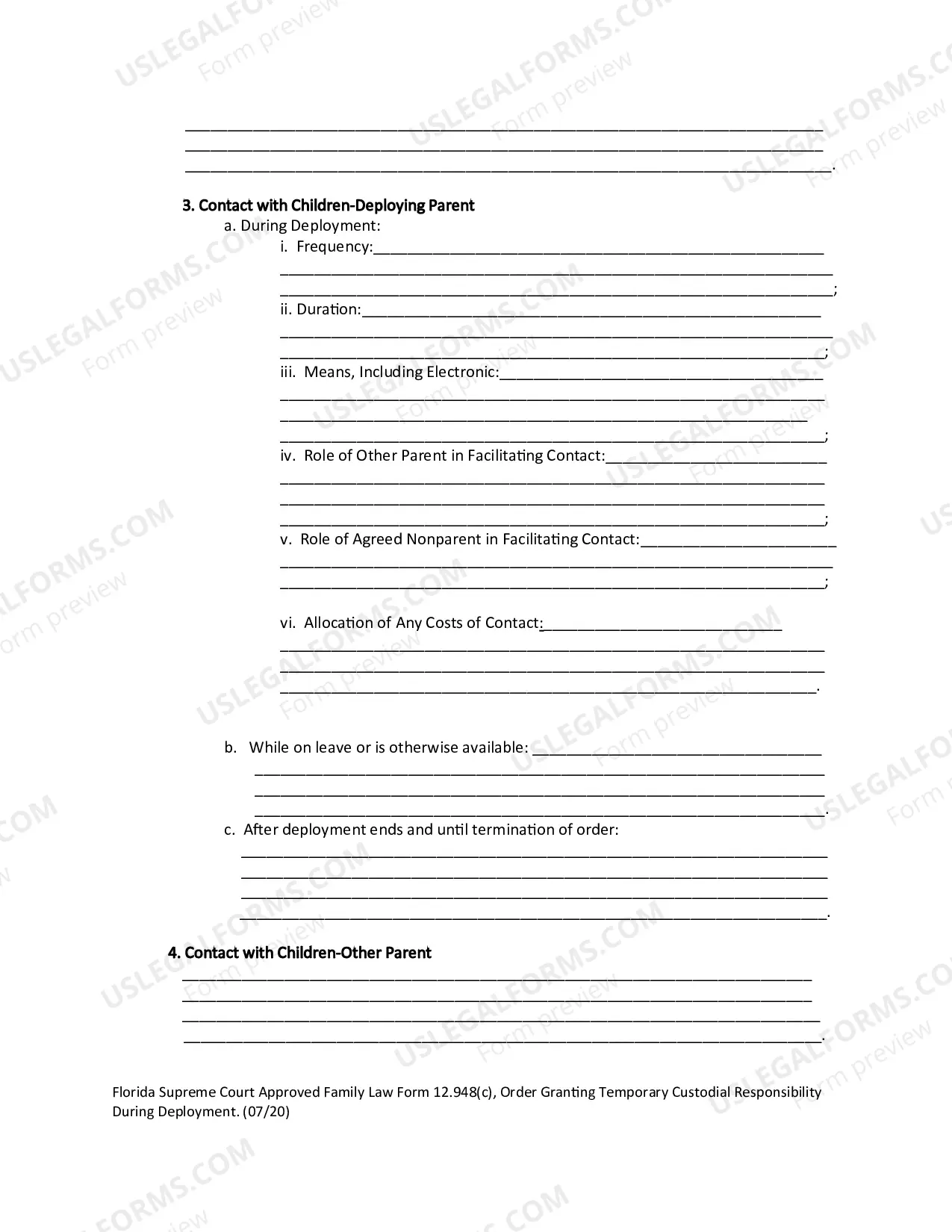 Preview Order Granting Temporary Custodial Responsibility During Deployment
