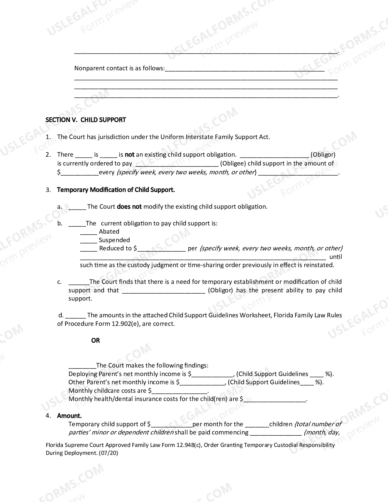 Preview Order Granting Temporary Custodial Responsibility During Deployment