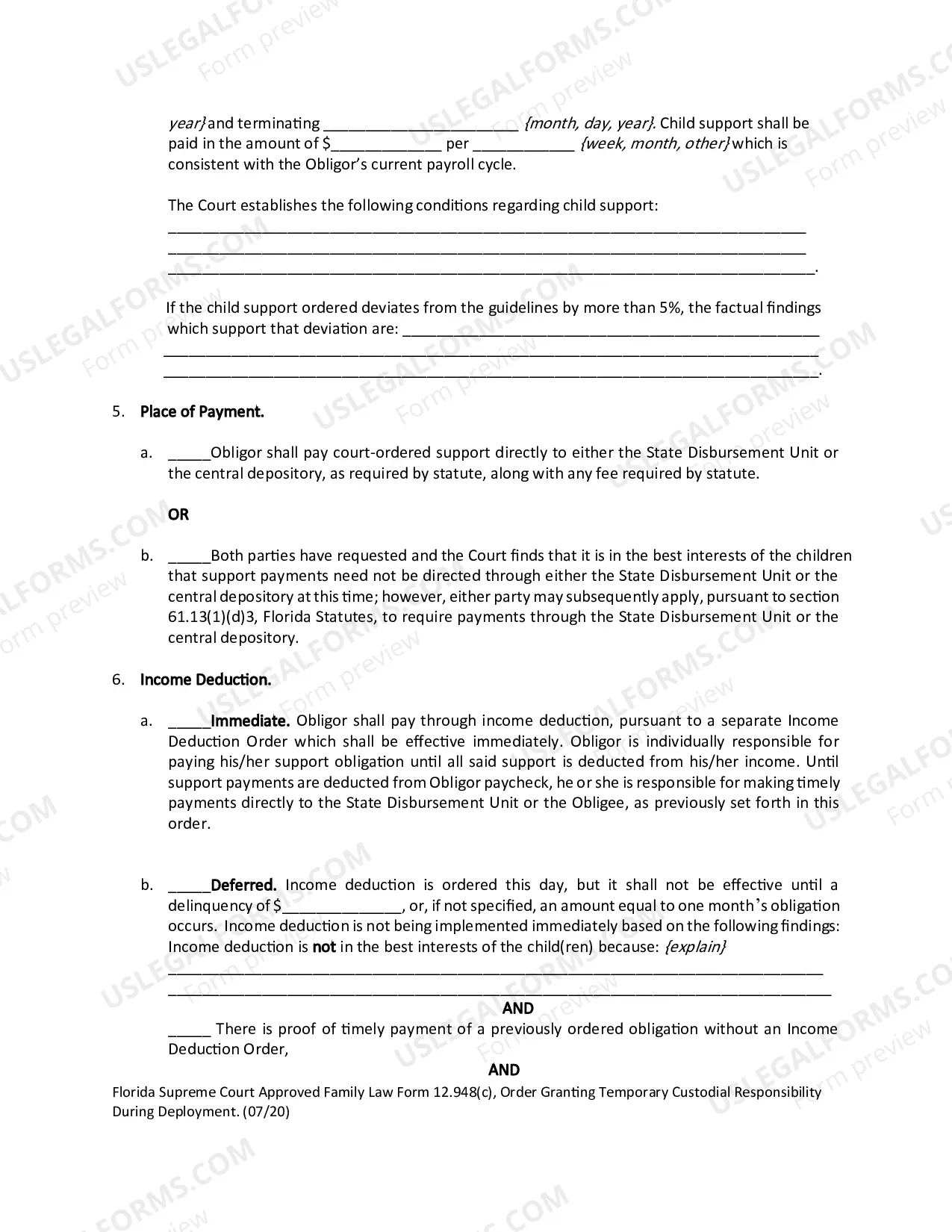 Preview Order Granting Temporary Custodial Responsibility During Deployment