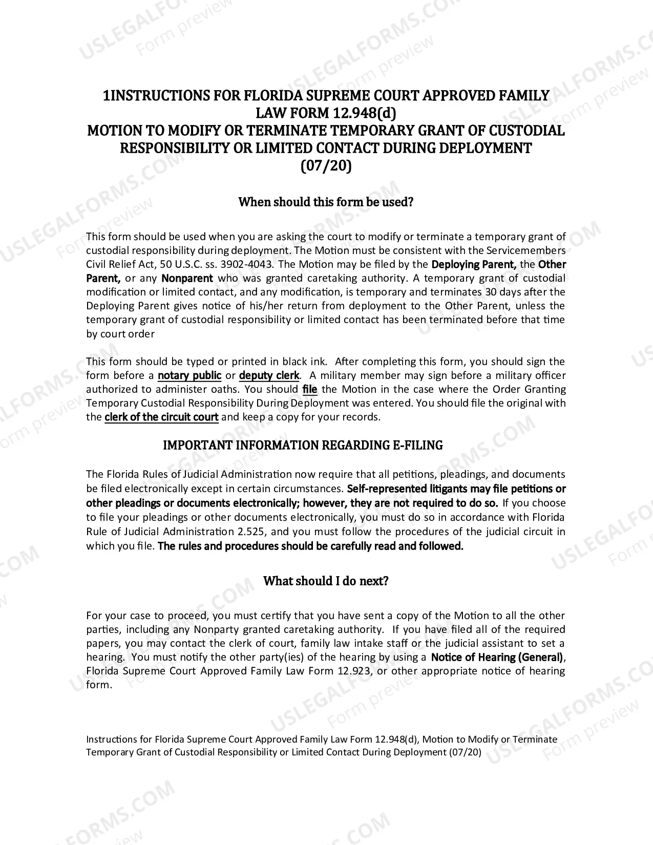 Preview Motion to Modify or Terminate Temporary Grant of Custodial Responsibility or Limited Contact to Nonparent During Deployment
