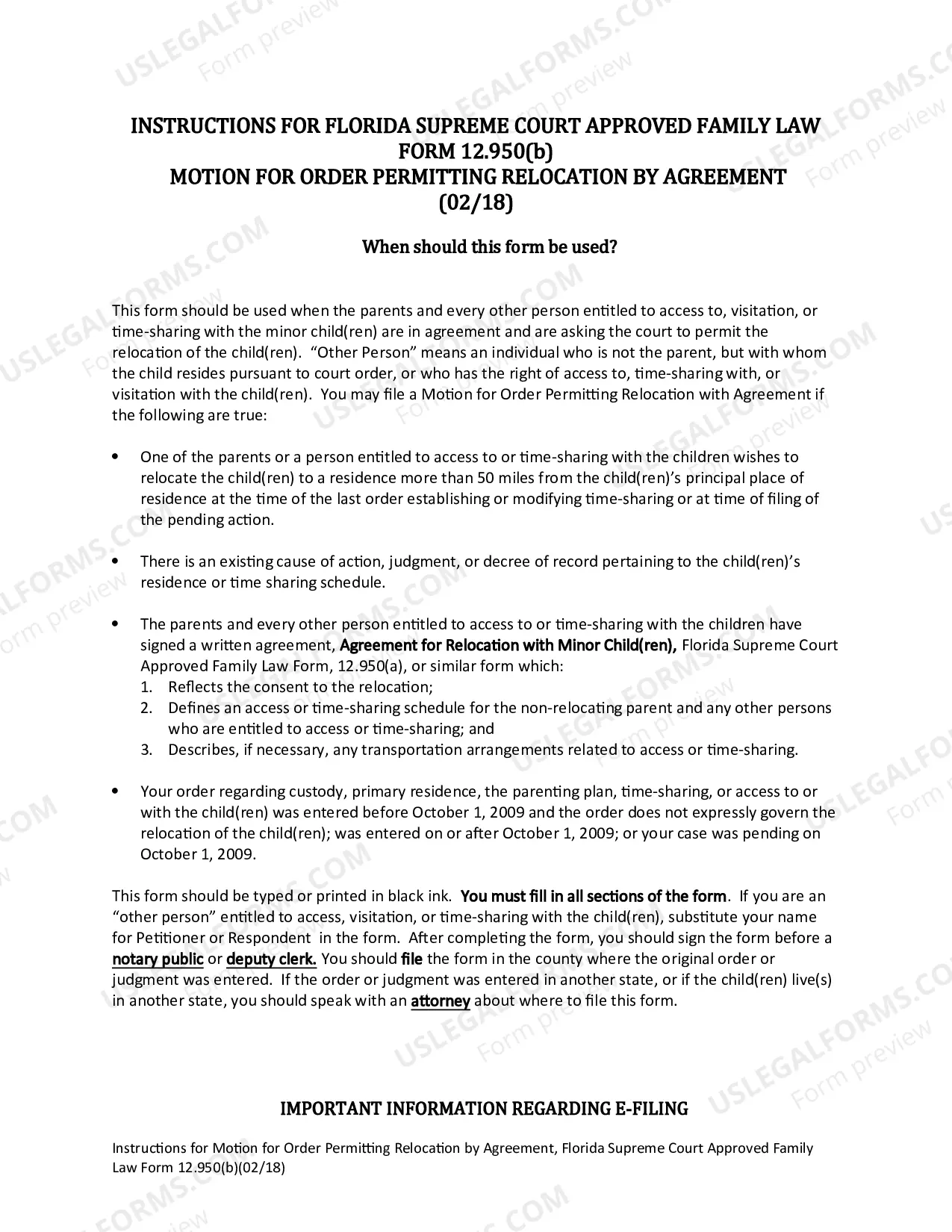 Preview Motion for Order Permitting Relocation by Agreement