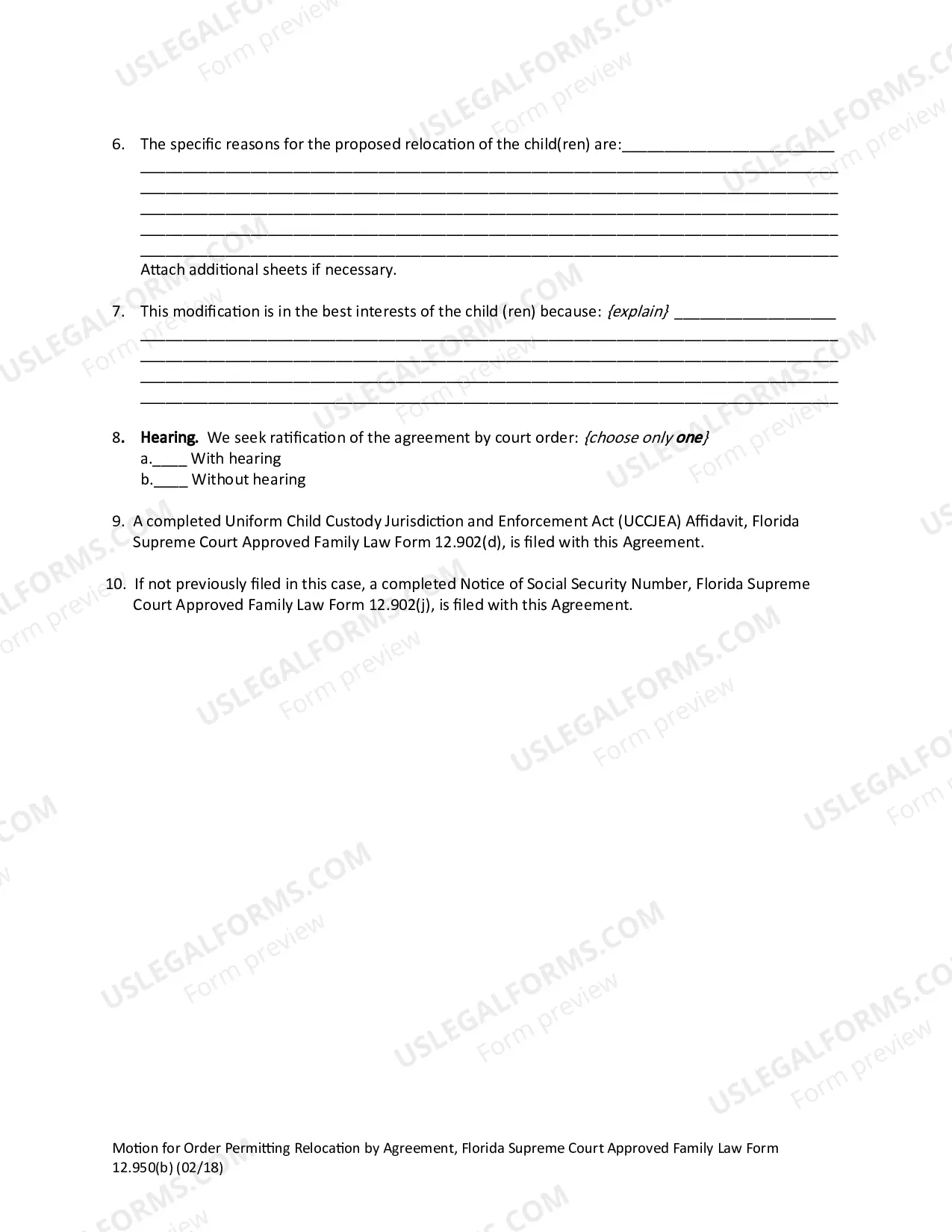 Preview Motion for Order Permitting Relocation by Agreement