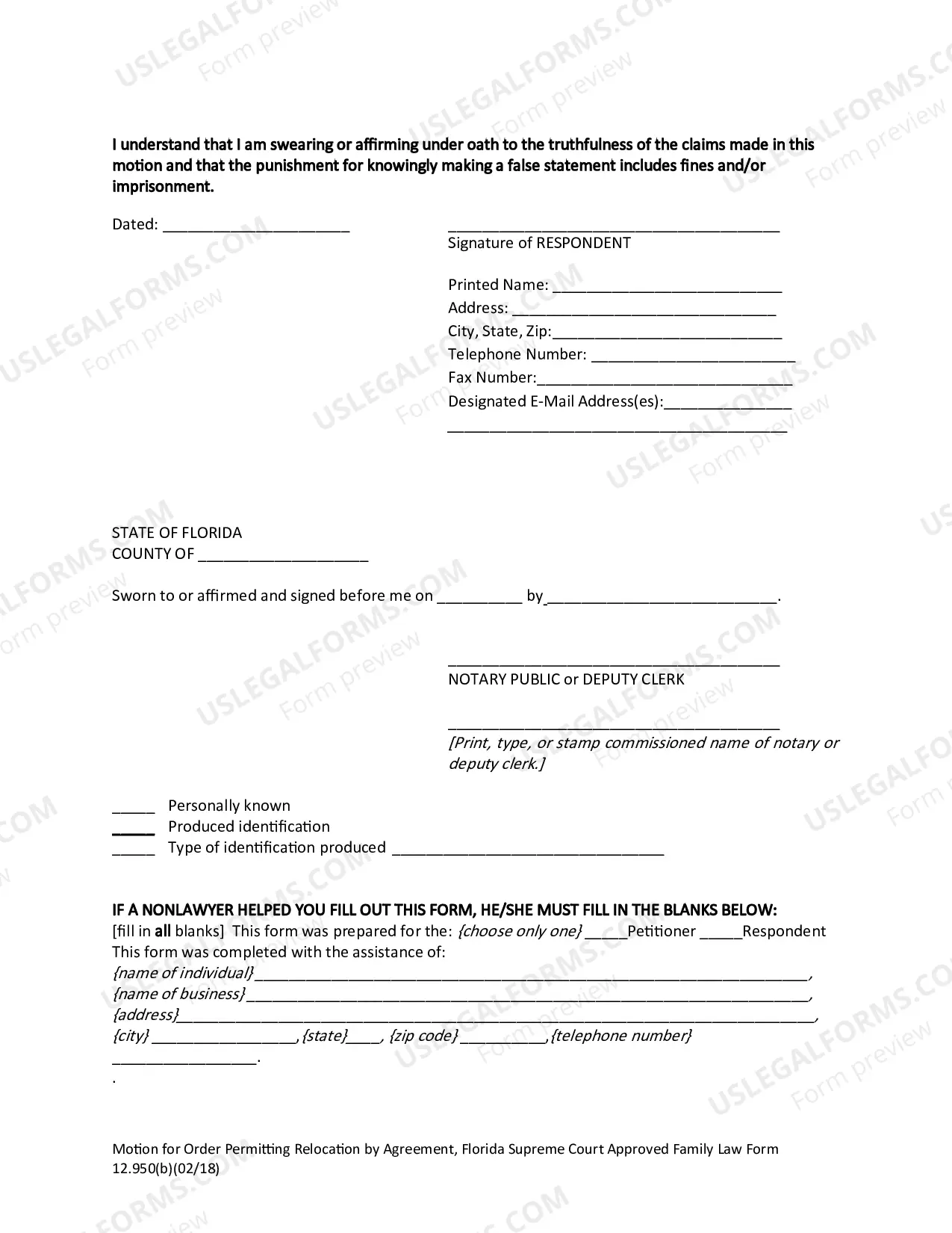 Preview Motion for Order Permitting Relocation by Agreement