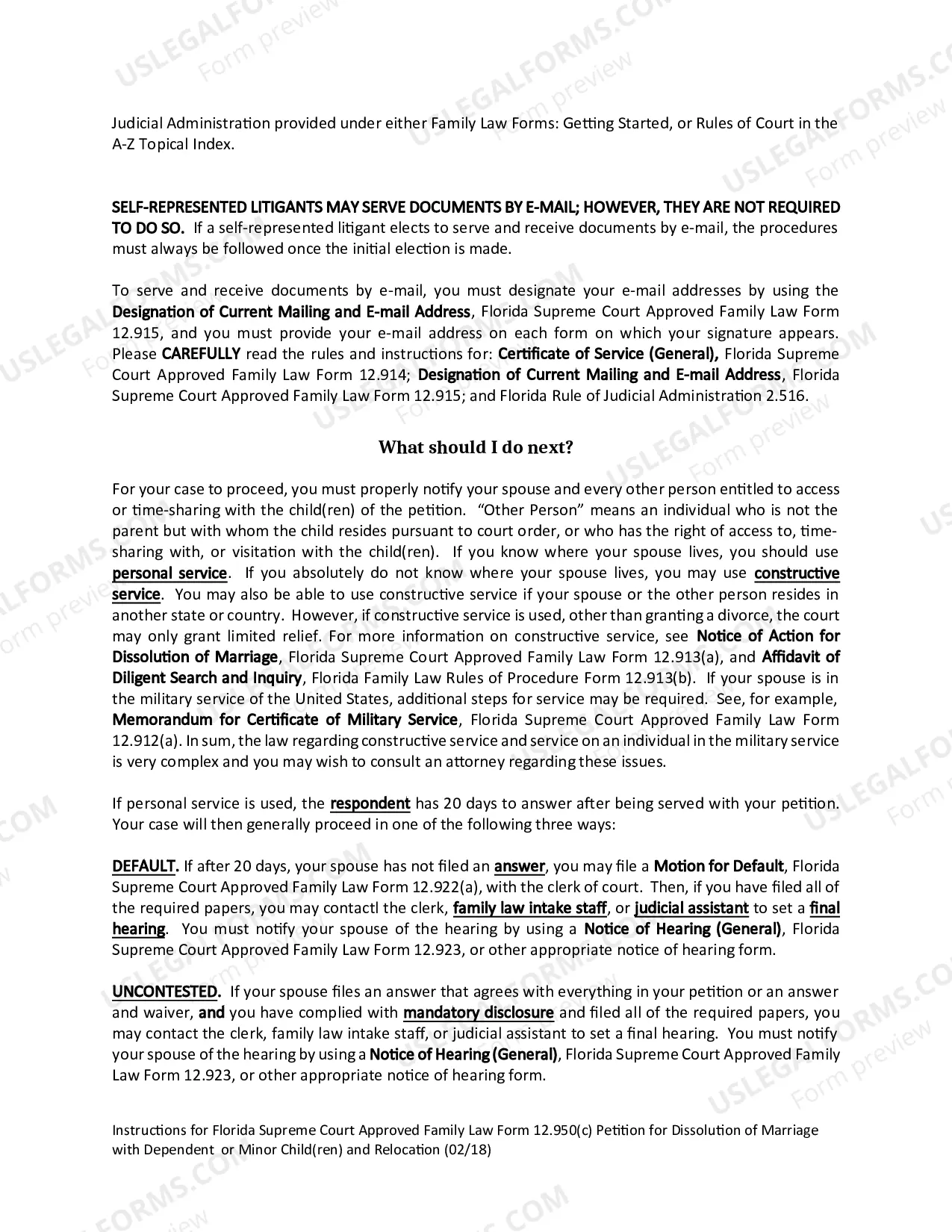 Preview Petition for Dissolution of Marriage with Dependent or Minor Child(ren) and Relocation