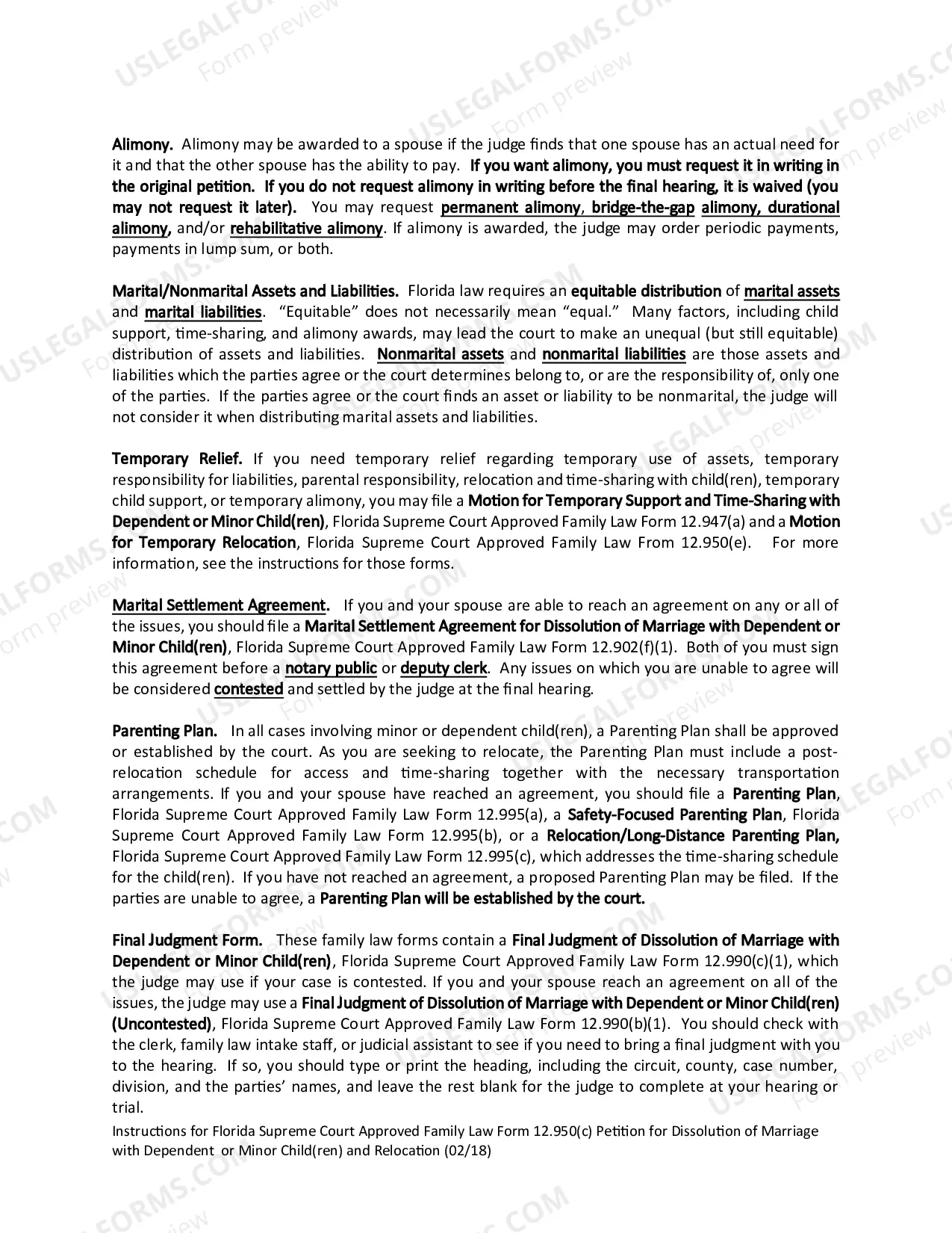 Preview Petition for Dissolution of Marriage with Dependent or Minor Child(ren) and Relocation