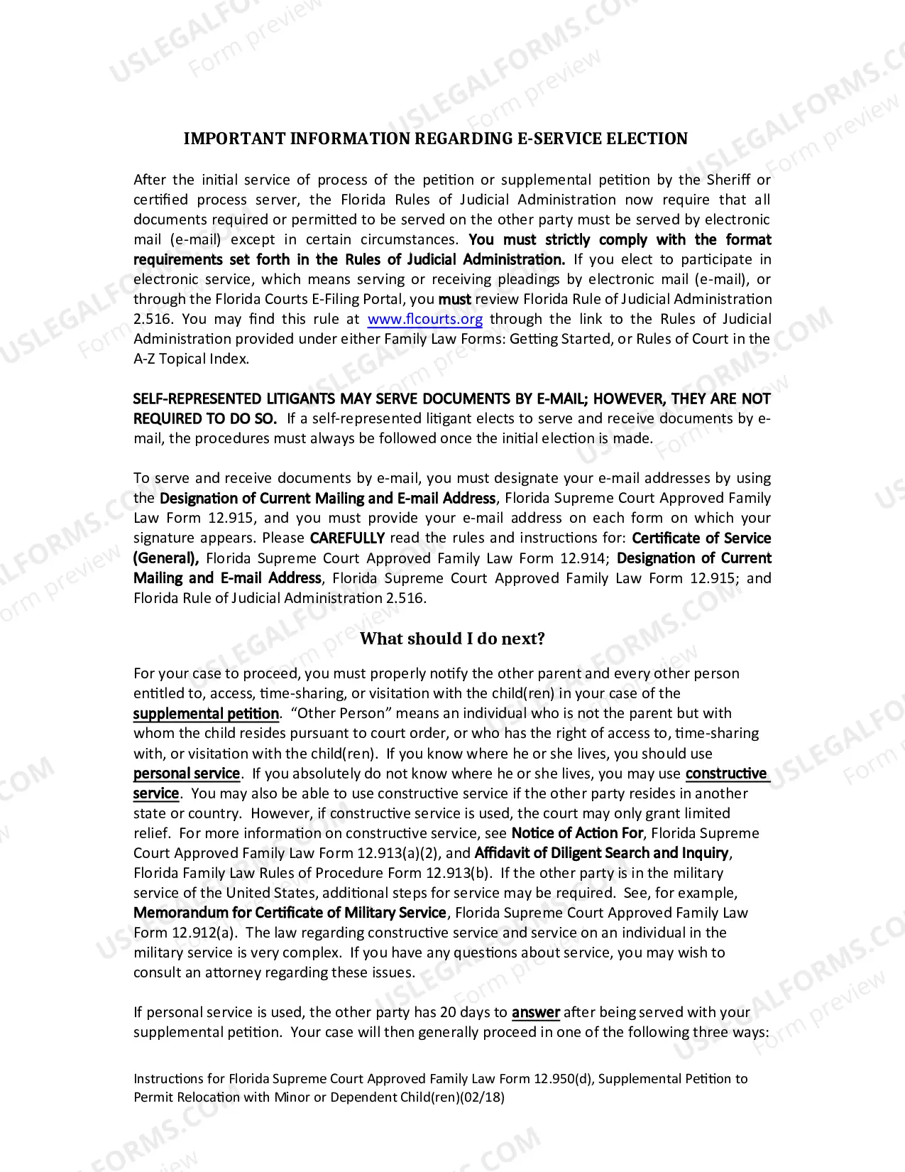 Preview Supplemental Petition to Permit Relocation with Minor Child(ren)