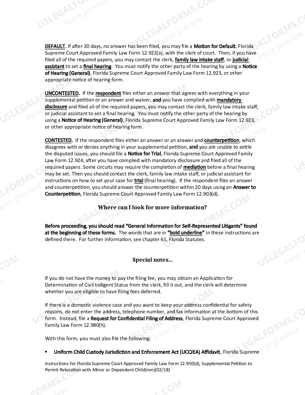 Preview Supplemental Petition to Permit Relocation with Minor Child(ren)