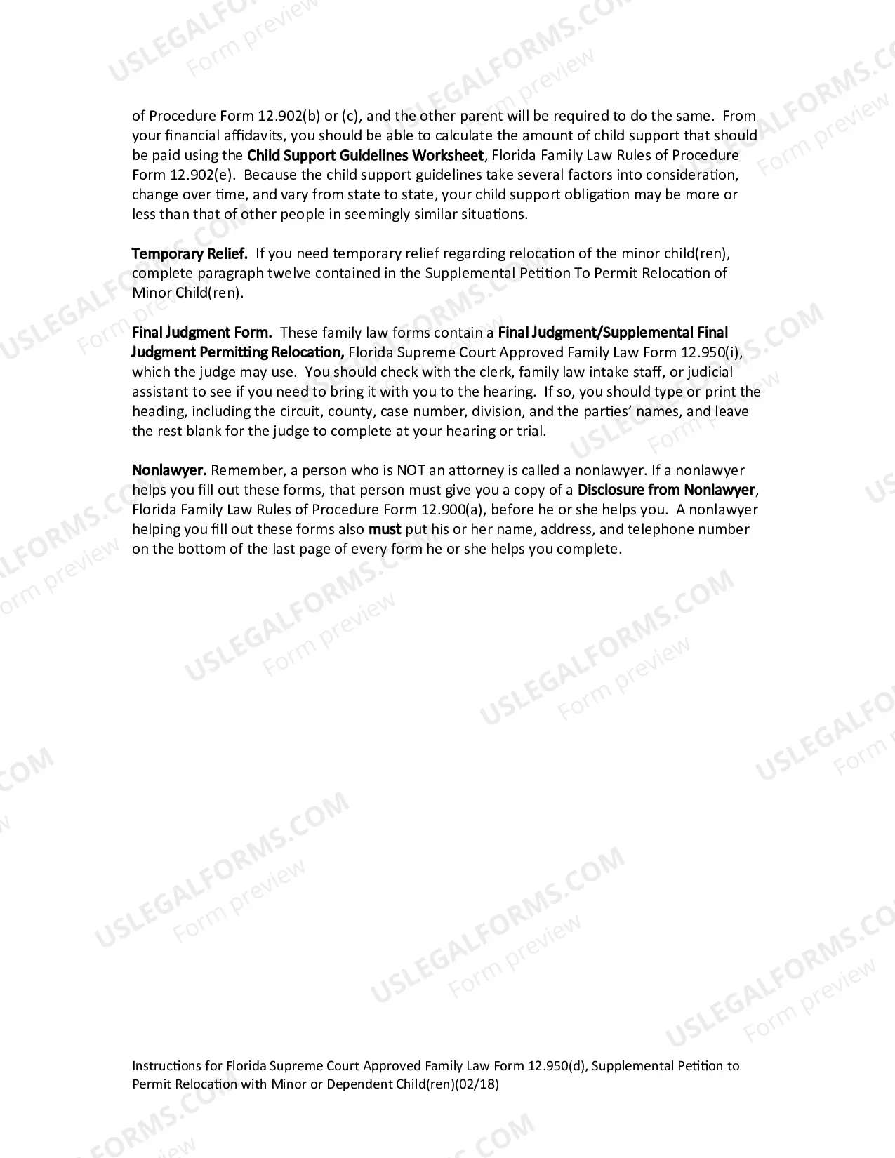 Preview Supplemental Petition to Permit Relocation with Minor Child(ren)