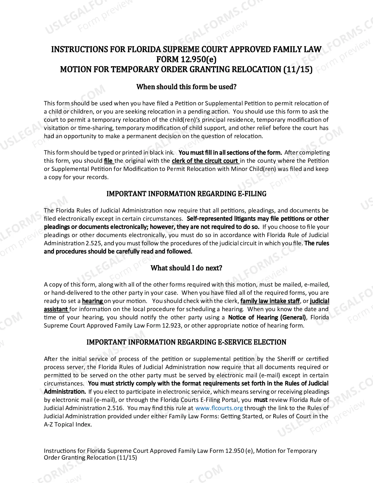 Preview Motion for Temporary Order Granting Relocation