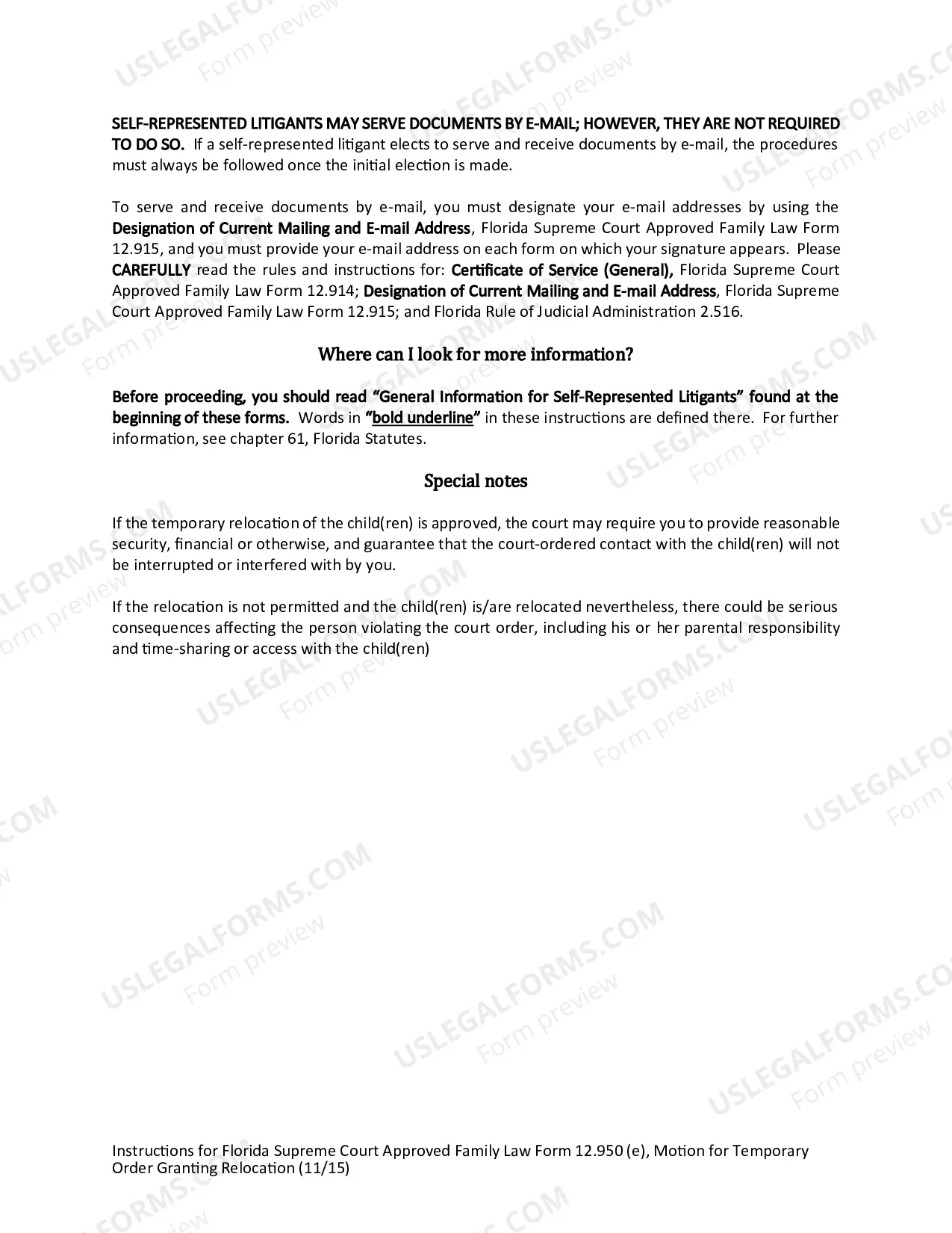 Preview Motion for Temporary Order Granting Relocation