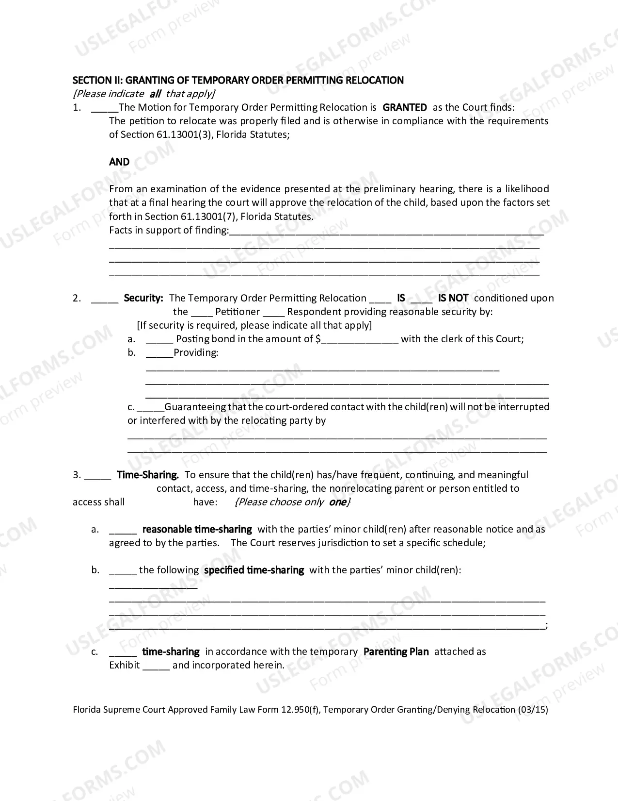 Preview Temporary Order Granting/Denying Relocation