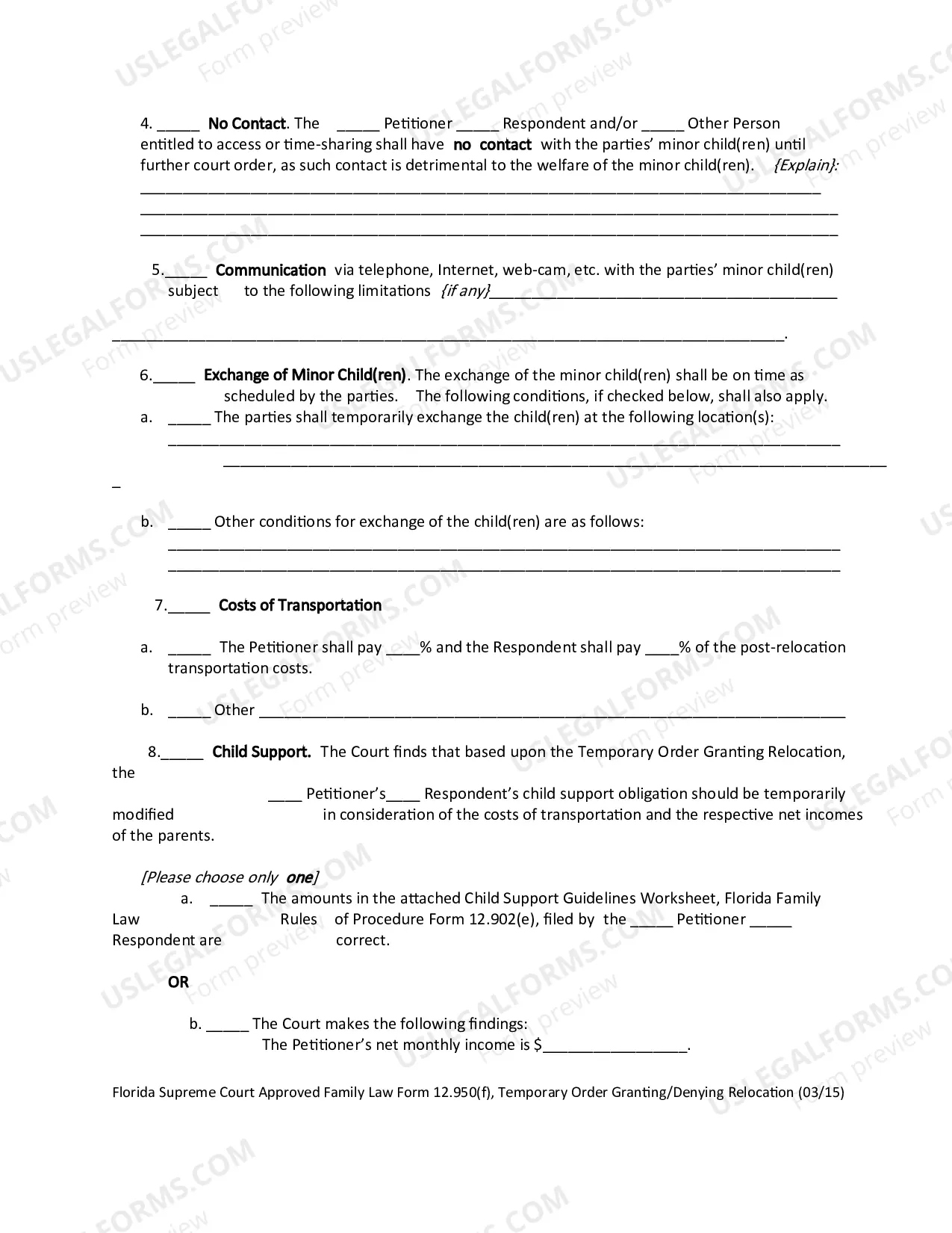 Preview Temporary Order Granting/Denying Relocation