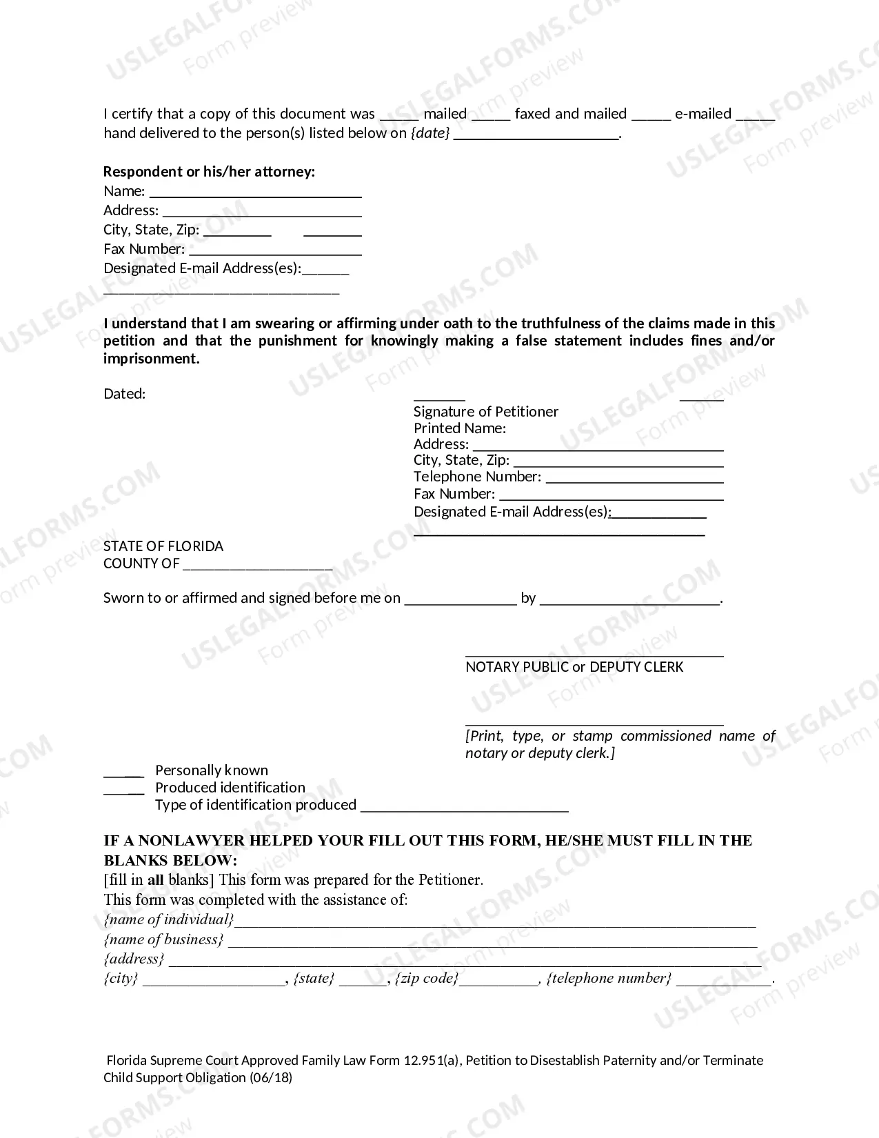 Preview Petition to Disestablish Paternity and/or Terminate Child Support Obligation
