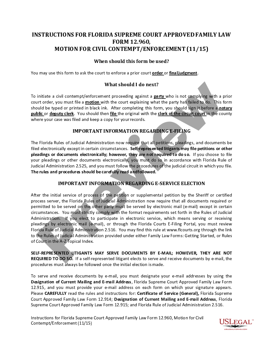 Florida Forms Contempt And Enforcement Fillable - Printable Forms Free ...