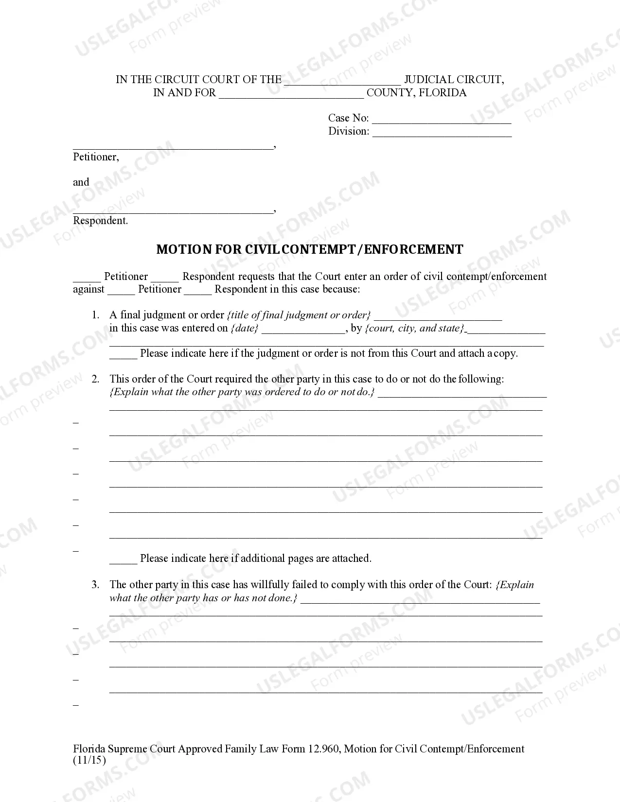 Preview Motion for Civil Contempt - Enforcement