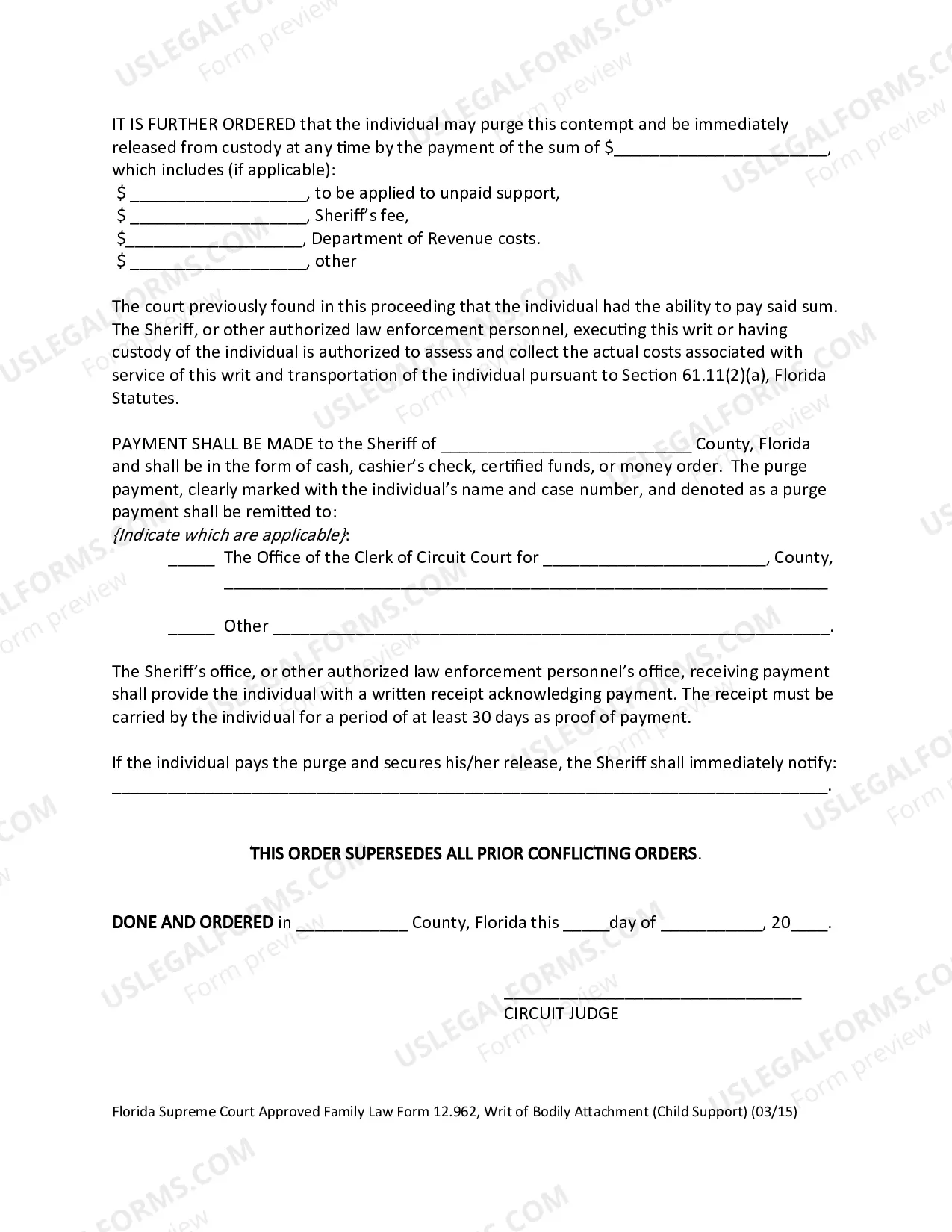 Preview Writ of Bodily Attachment - Child Support