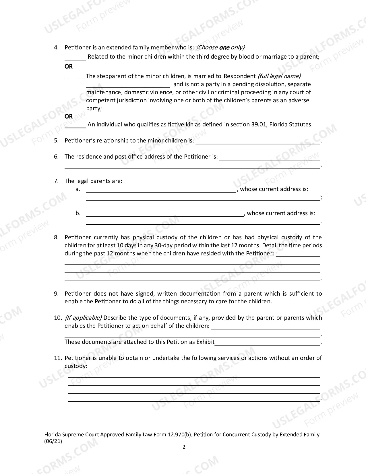 Preview Petition for Concurrent Custody by Extended Family