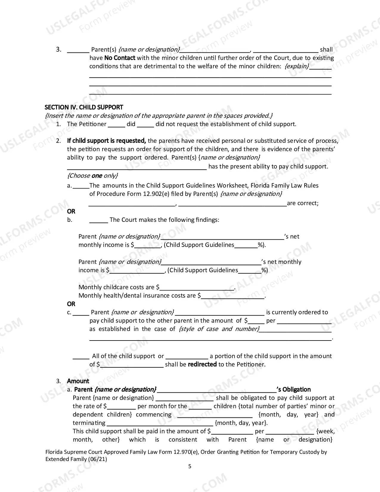 Preview Order Granting Petition for Temporary Custody by Extended Family