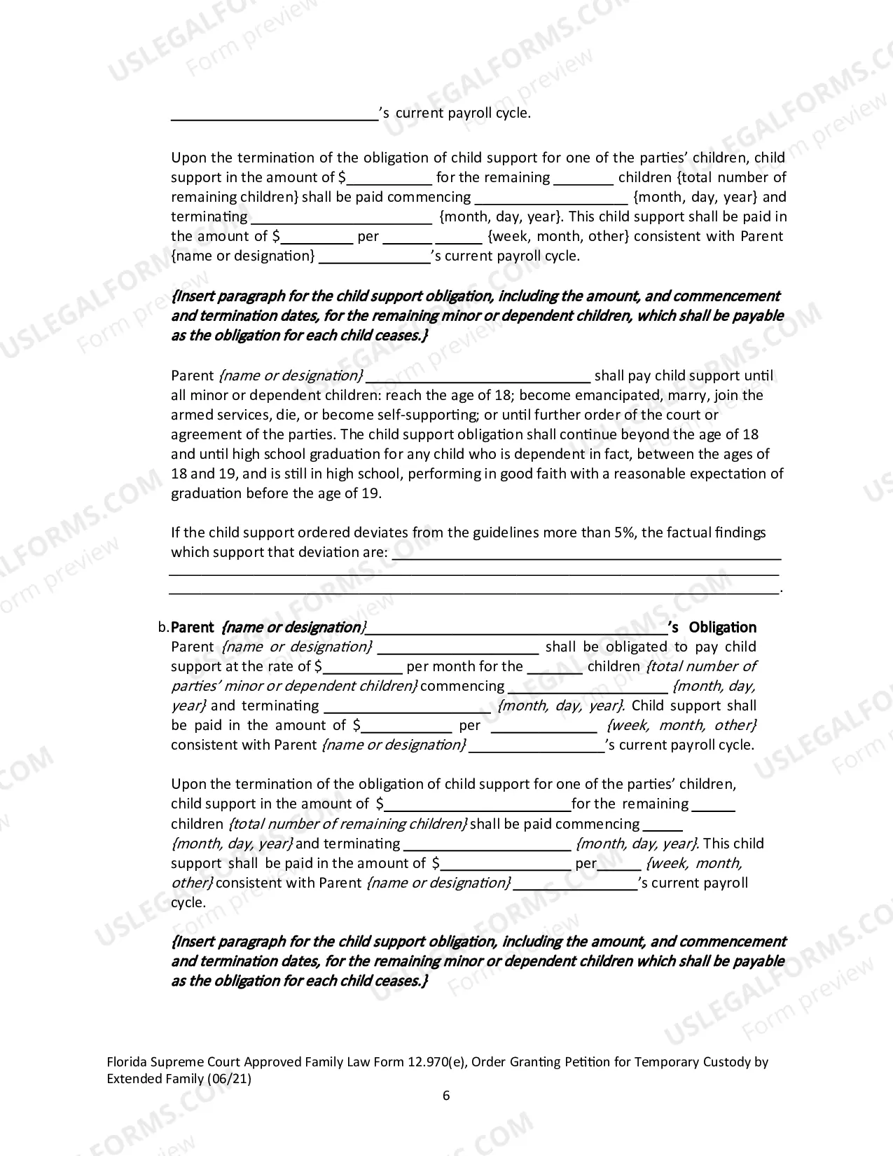 Preview Order Granting Petition for Temporary Custody by Extended Family