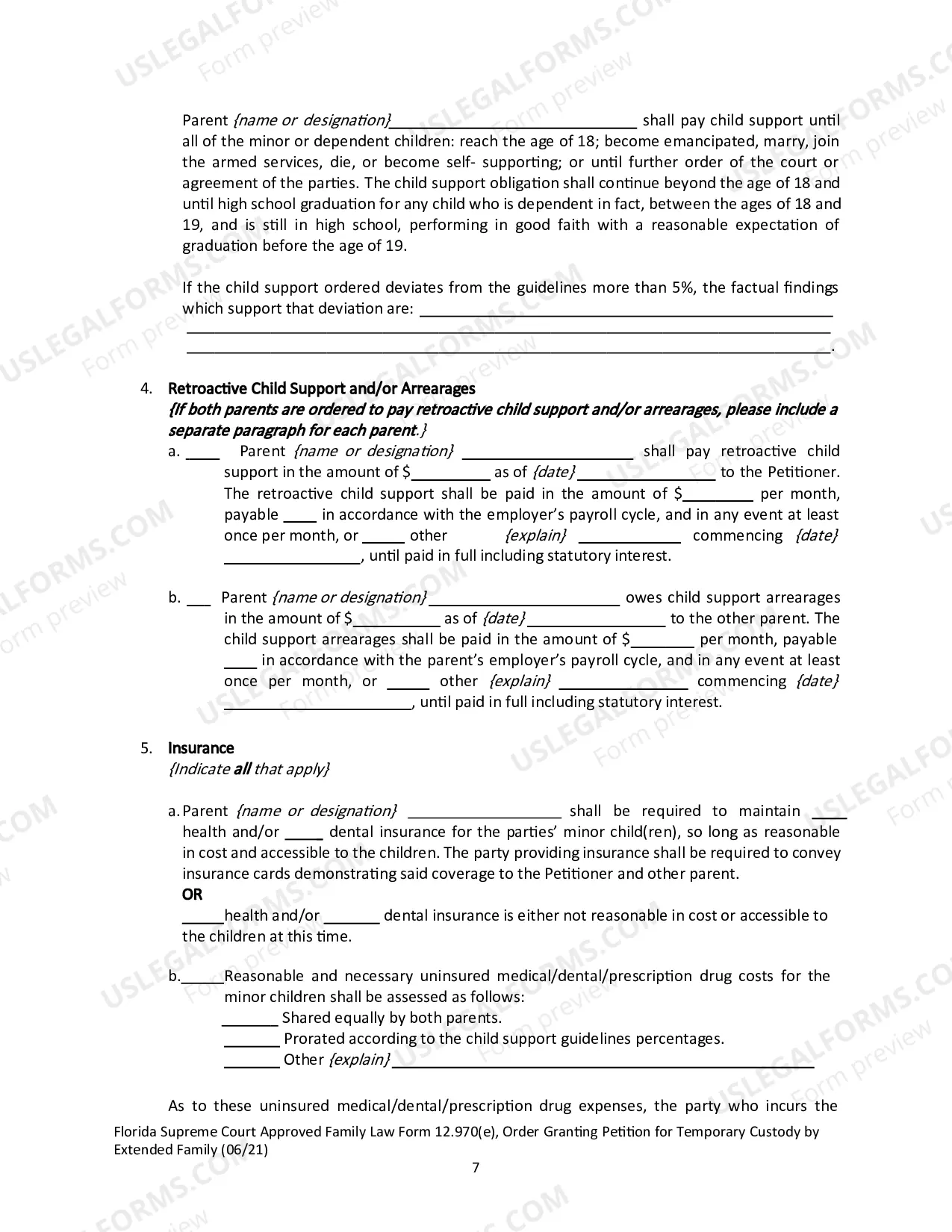 Preview Order Granting Petition for Temporary Custody by Extended Family