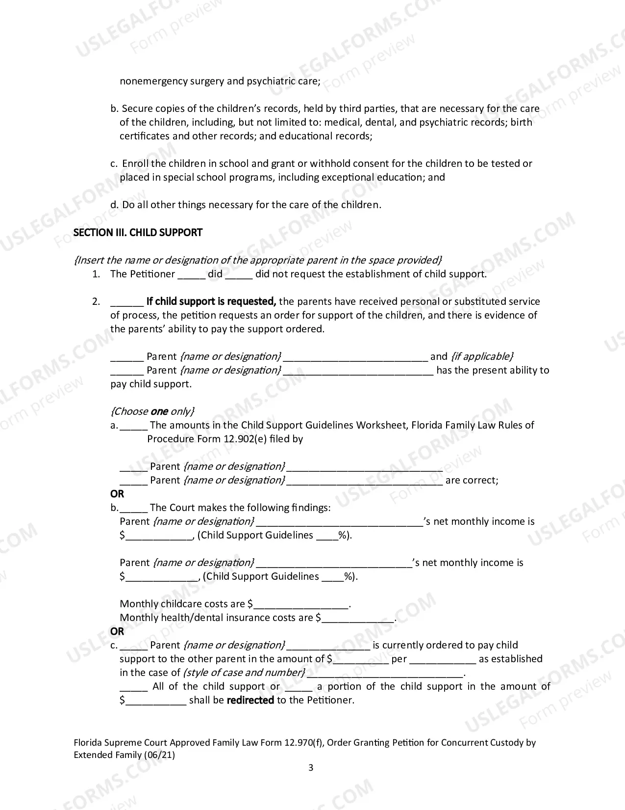 Preview Order Granting Petition for Concurrent Custody by Extended Family