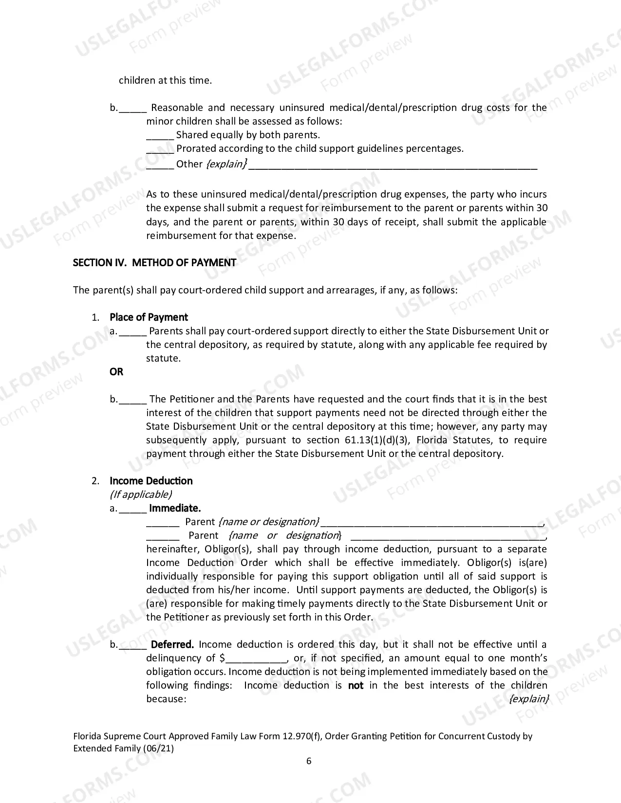 Preview Order Granting Petition for Concurrent Custody by Extended Family