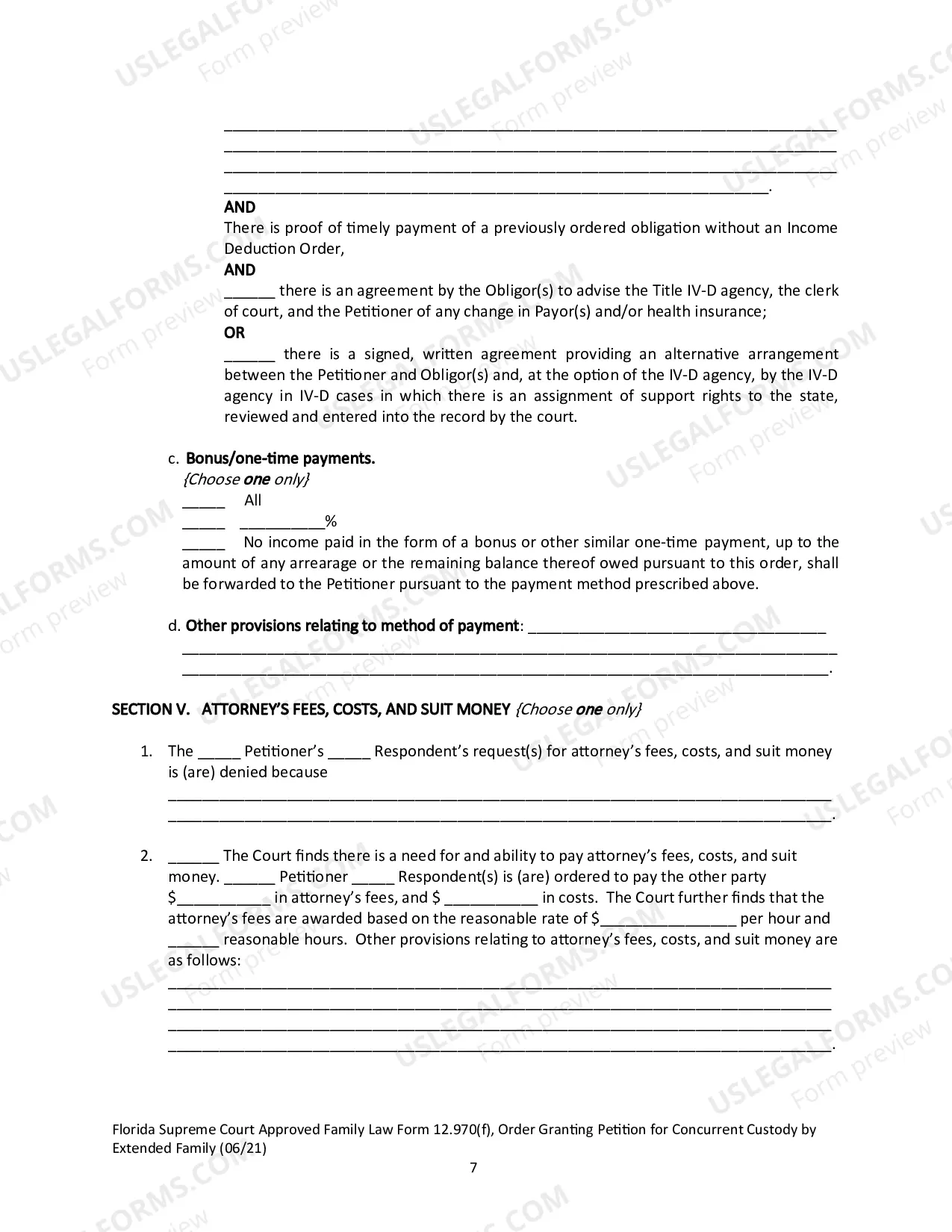 Preview Order Granting Petition for Concurrent Custody by Extended Family