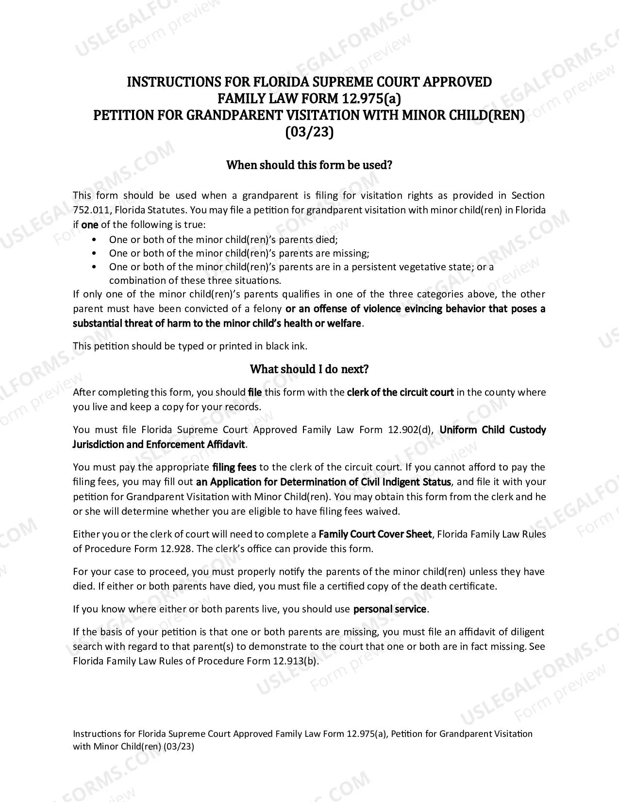 Preview Petition for Grandparent Visitation with Minor Child(ren)