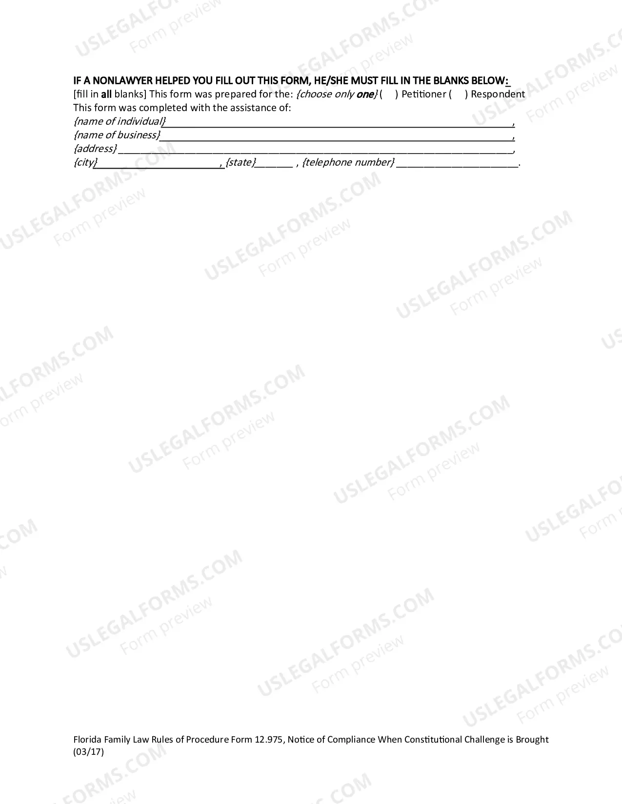 Preview Notice of Compliance when Constitutional Challenge is Brought