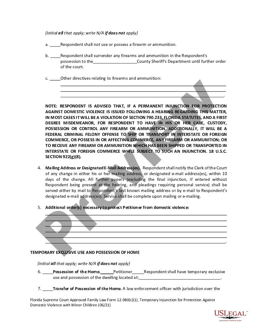 page 3 Temporary Injunction for Protection Against Domestic Violence With Minor Children preview