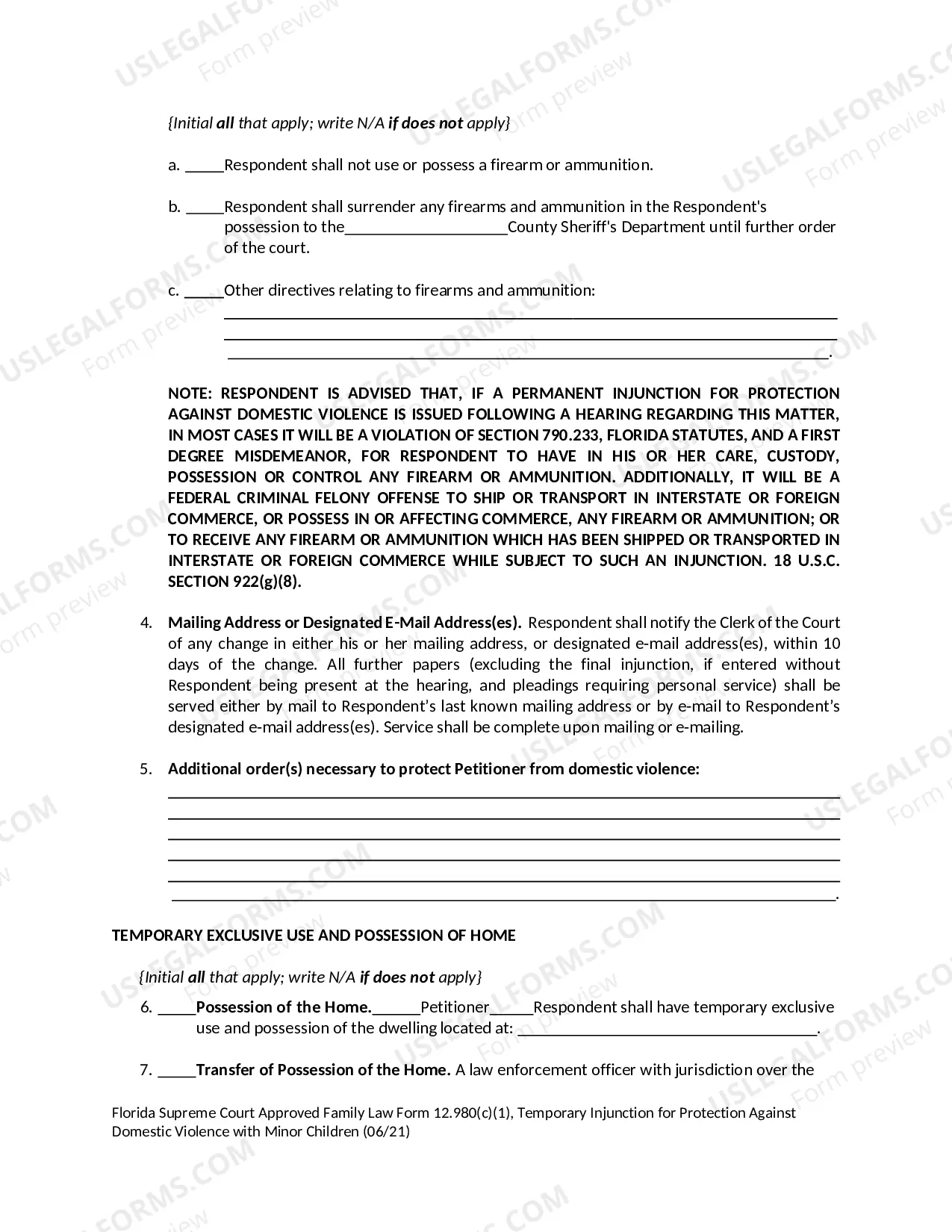 Preview Temporary Injunction for Protection Against Domestic Violence With Minor Children