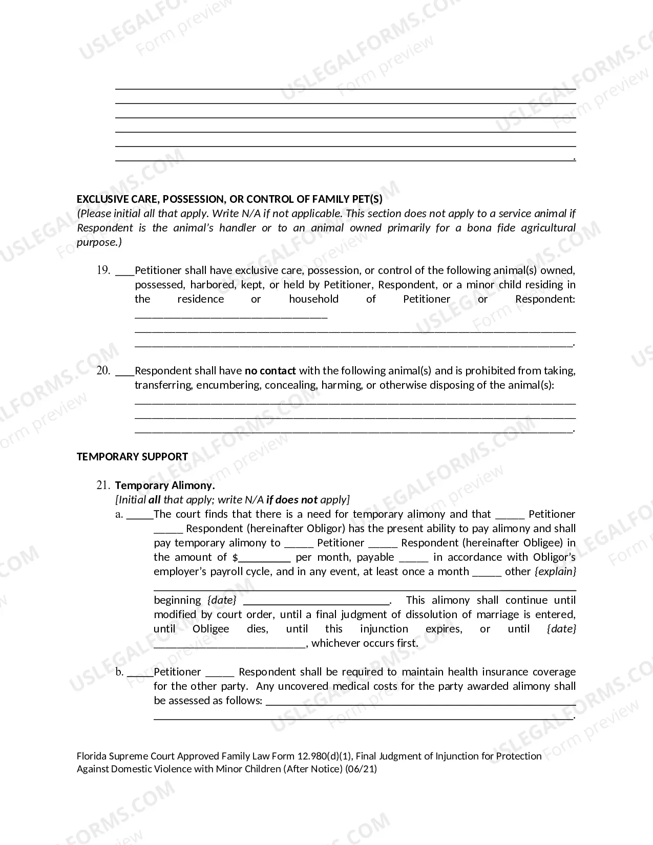 Preview Final Judgment of Injunction for Protection Against Domestic Violence with Minor Children - After Notice