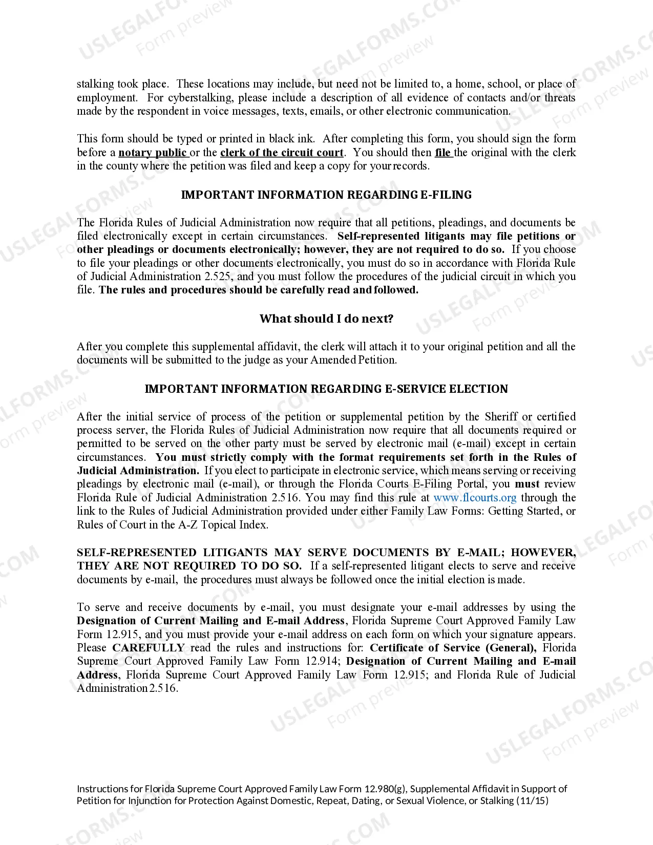 Preview Supplemental Affidavit in Support of Petition for Injunction for Protection Against Domestic, Repeat, Dating, or Sexual Violence