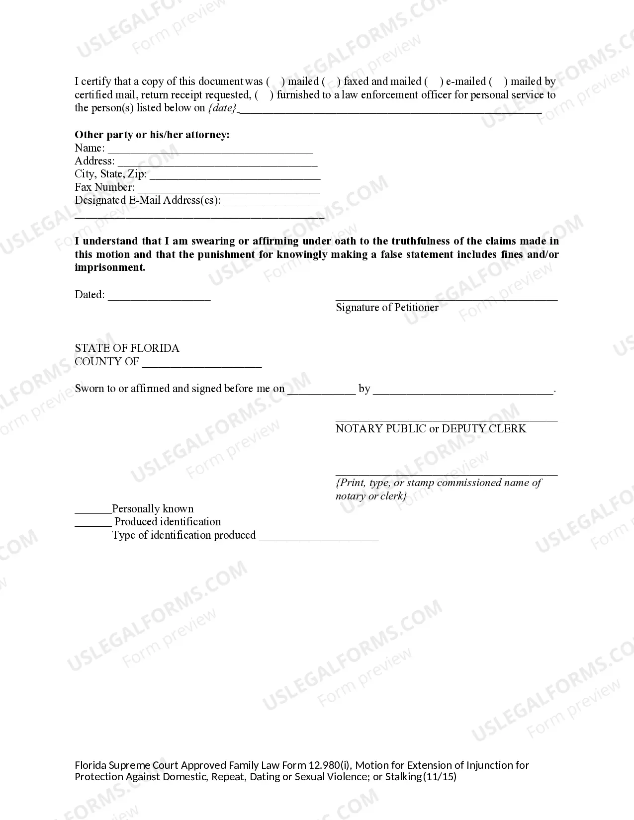 Preview Motion for Extension of Injunction for Protection Against Domestic Violence, Repeat Violence, Dating Violence or Sexual Violence