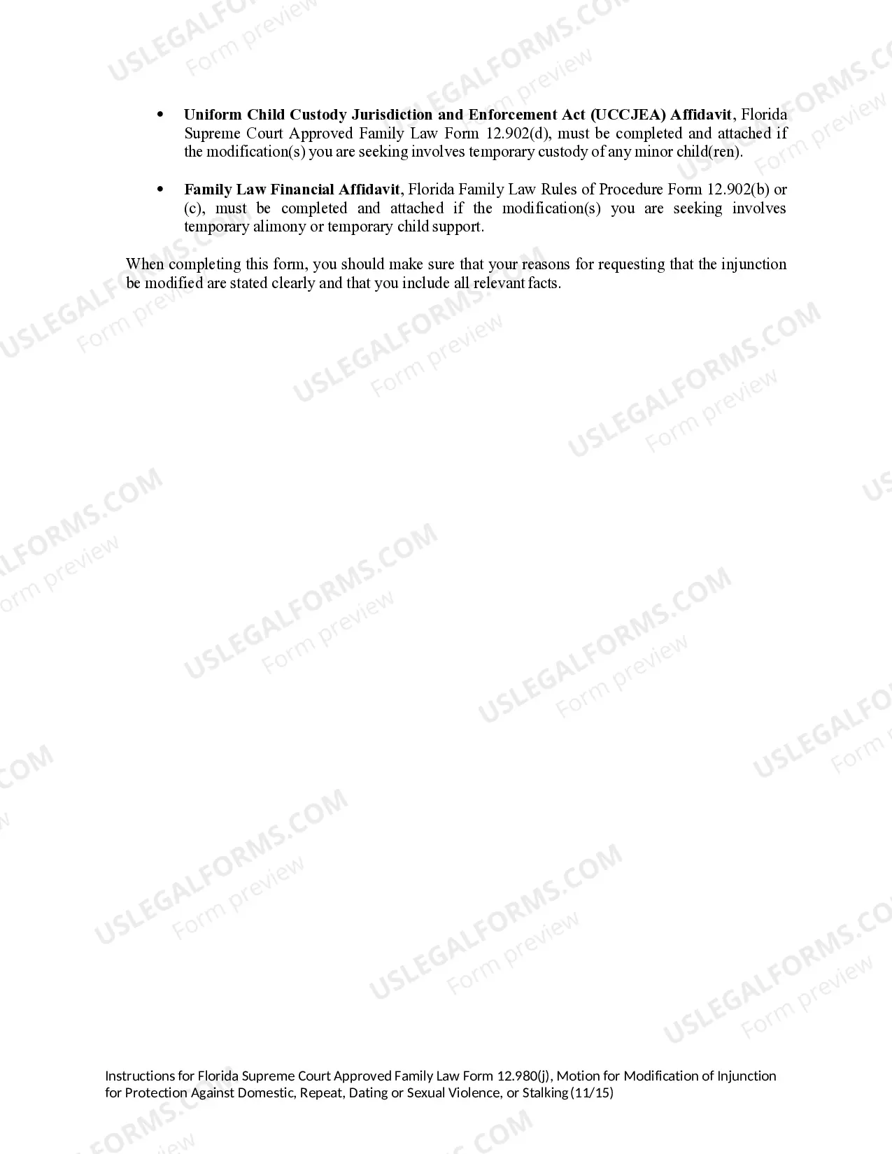 Preview Motion for Modification of Injunction for Protection Against Domestic Violence, Repeat Violence, Dating Violence or Sexual Violence