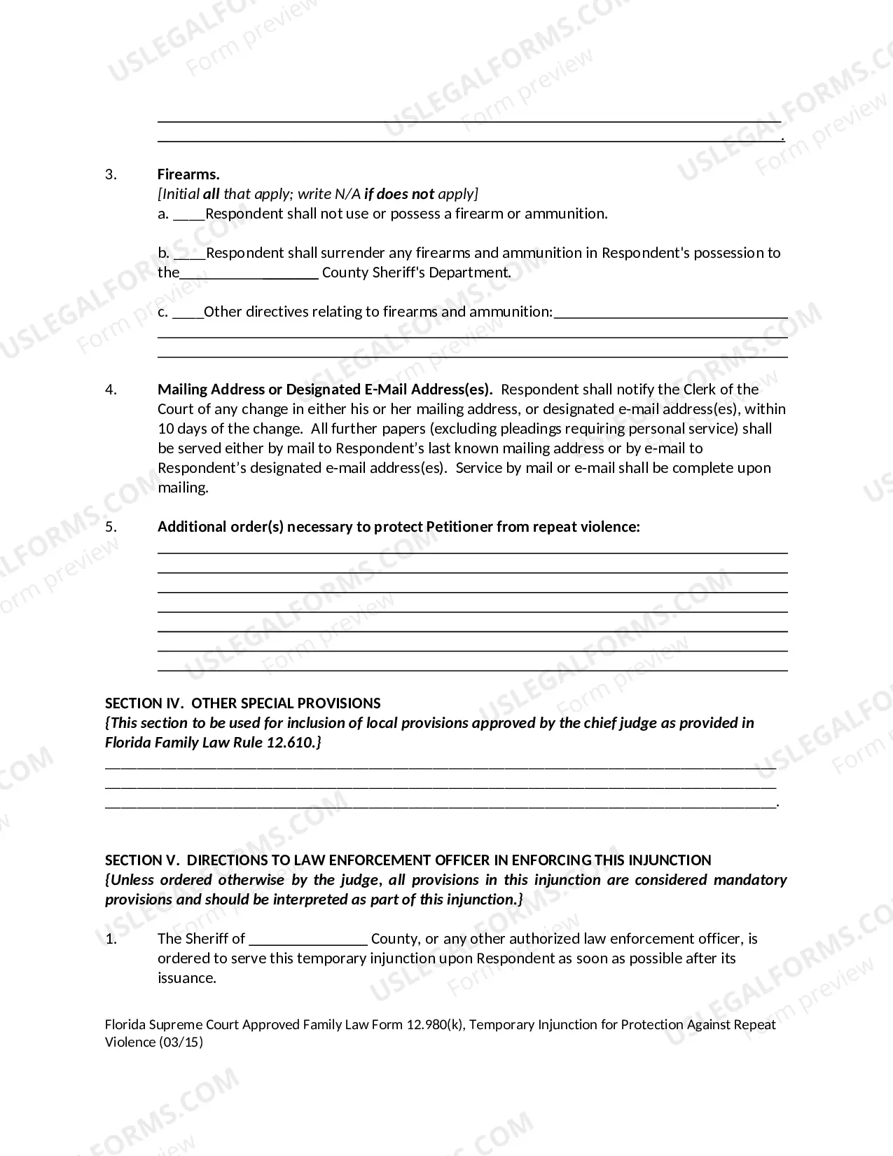 Preview Temporary Injunction for Protection Against Repeat Violence