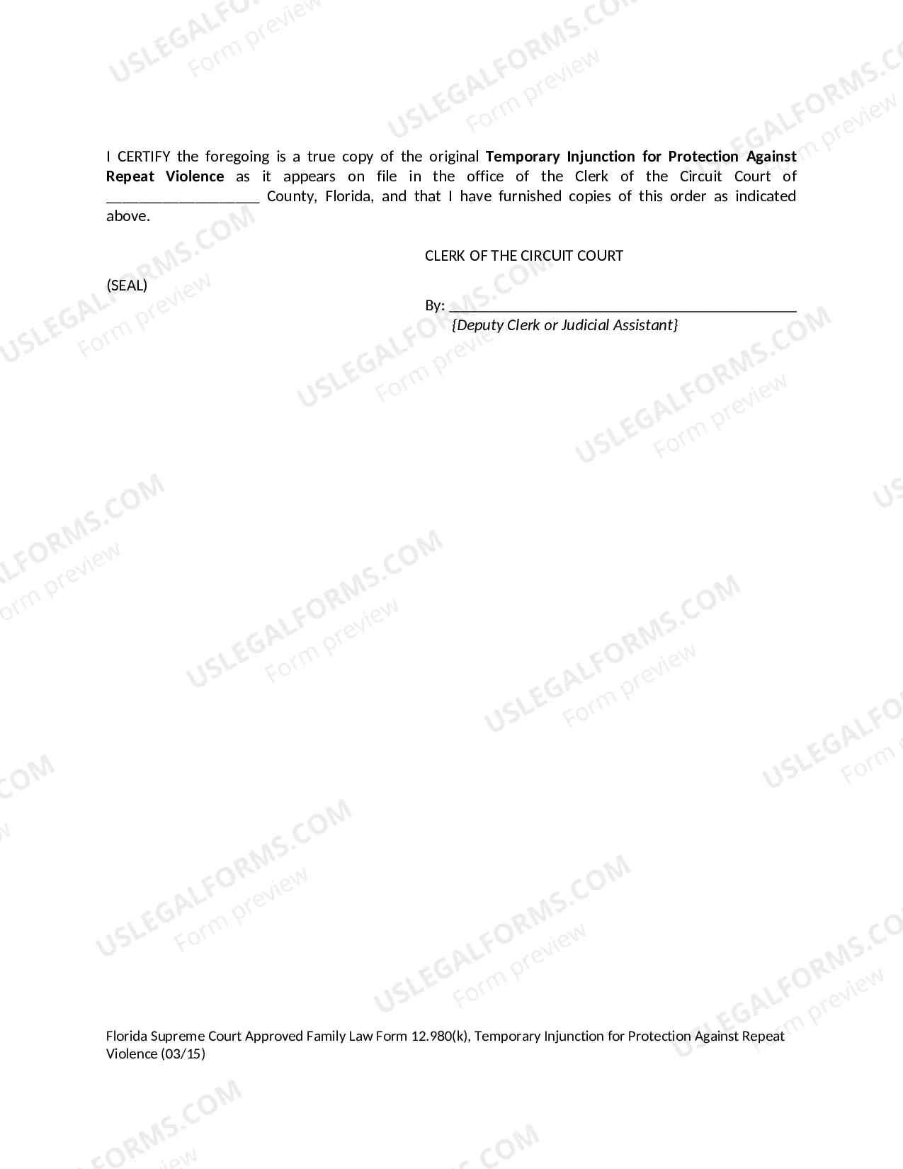 Preview Temporary Injunction for Protection Against Repeat Violence