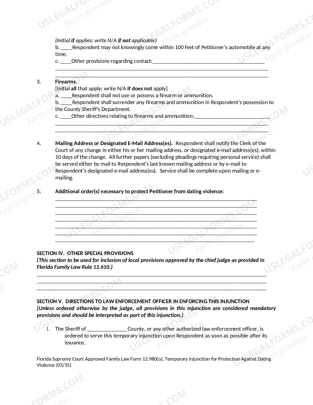 Preview Temporary Injunction for Protection Against Dating Violence