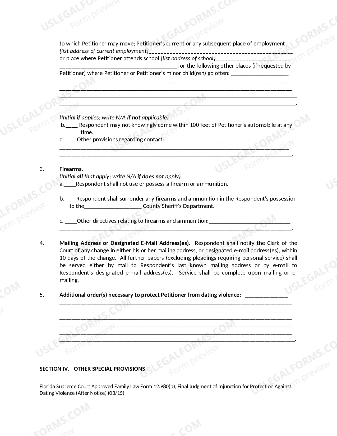 Preview Final Judgment of Injunction for Protection Against Dating Violence
