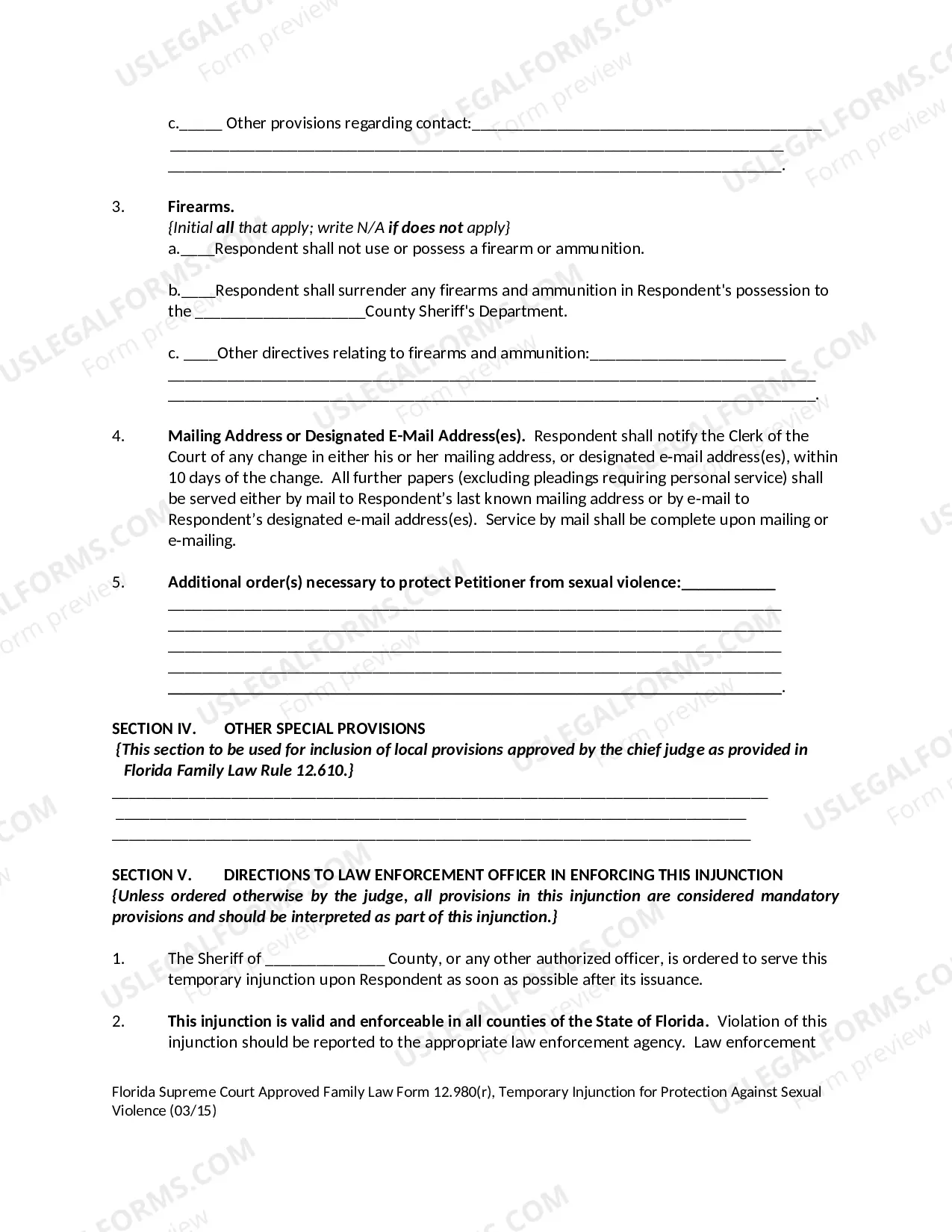 Preview Temporary Injunction for Protection Against Sexual Violence