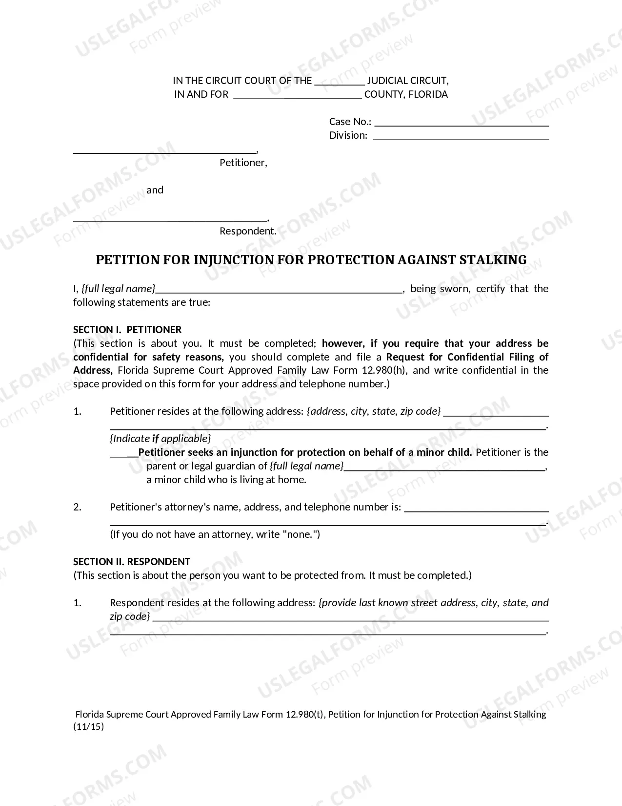 Preview Petition by Affidavit for Order to Show Cause for Violation of Final Judgment of Injunction for Protection Against Domestic, Repeat, Dating, or Sexual Violence
