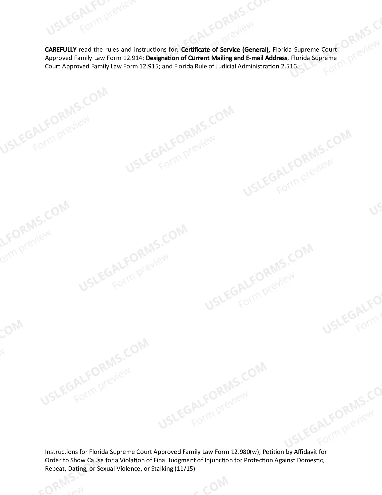Preview Petition by Affidavit for Order to Show Cause for a Violation of Final Judgment of Injunction for Protection against Domestic Violence, Repeat Violence, Dating Violence, or Sexual Violence, or Stalking