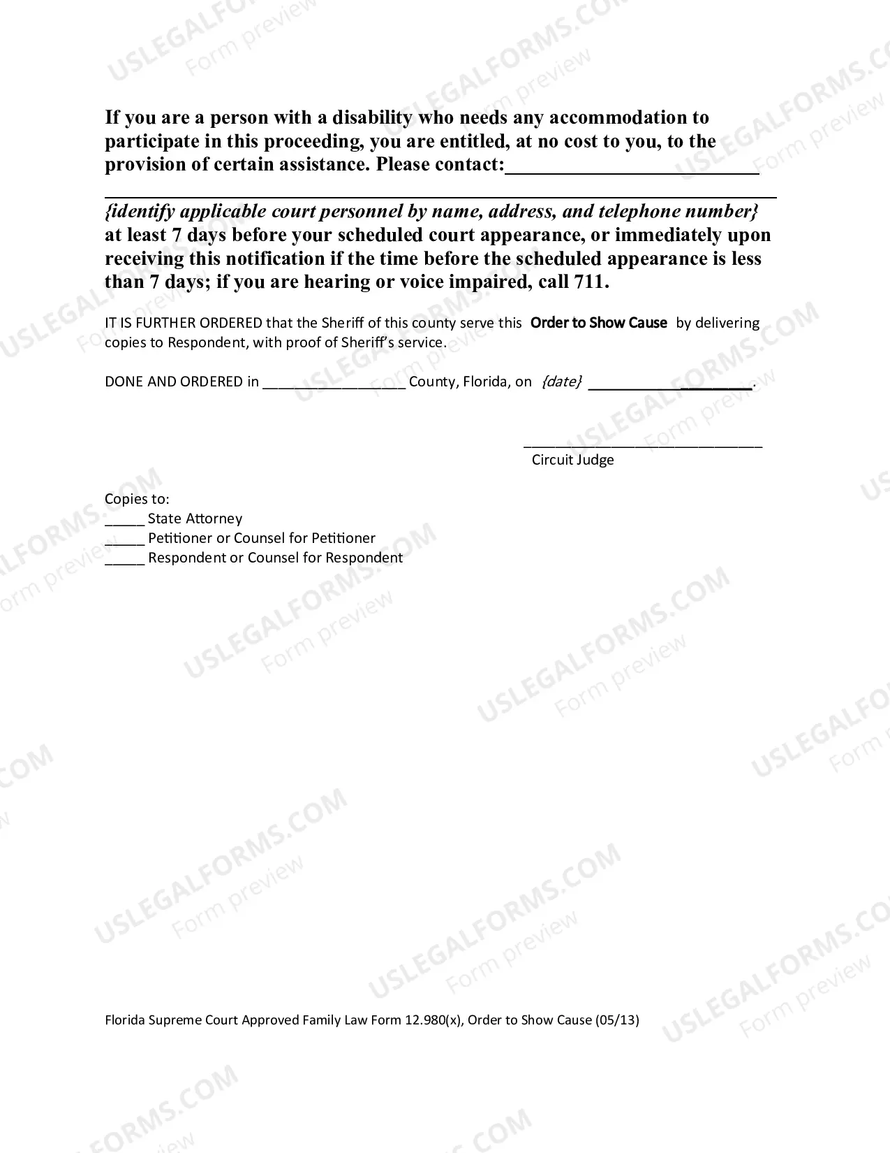 Preview Order to Show Cause - Violation of Final Judgment of Injunction for Protection
