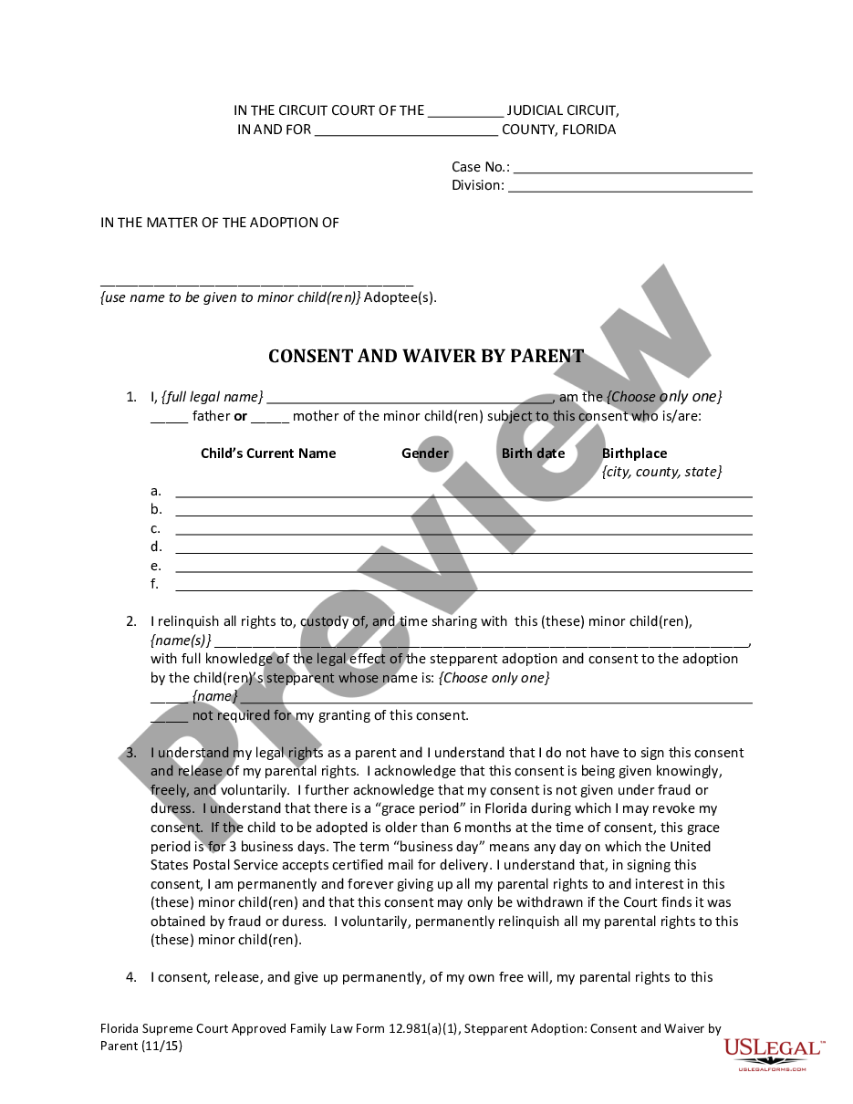 page 2 Stepparent Adoption - Consent and Waiver by Parent preview
