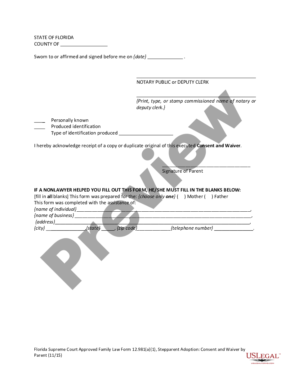 page 4 Stepparent Adoption - Consent and Waiver by Parent preview