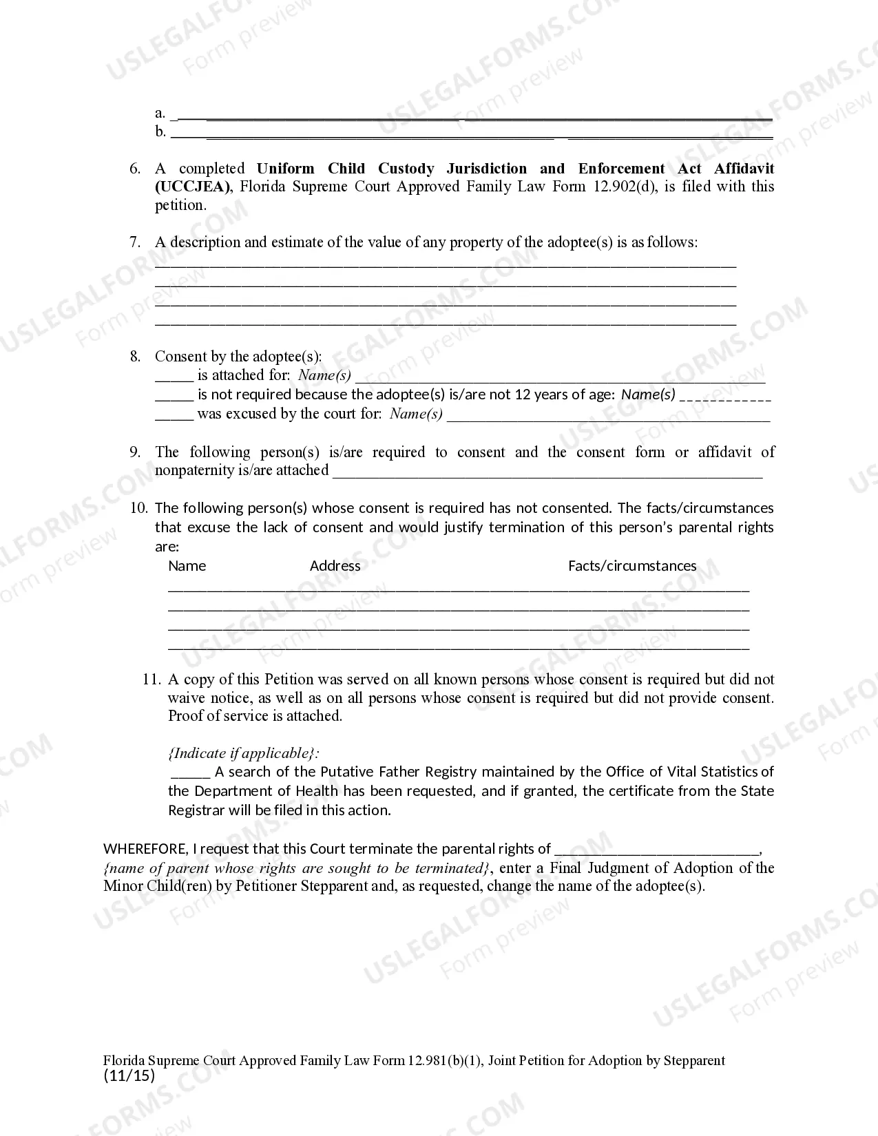 Preview Joint Petition for Adoption by Stepparent
