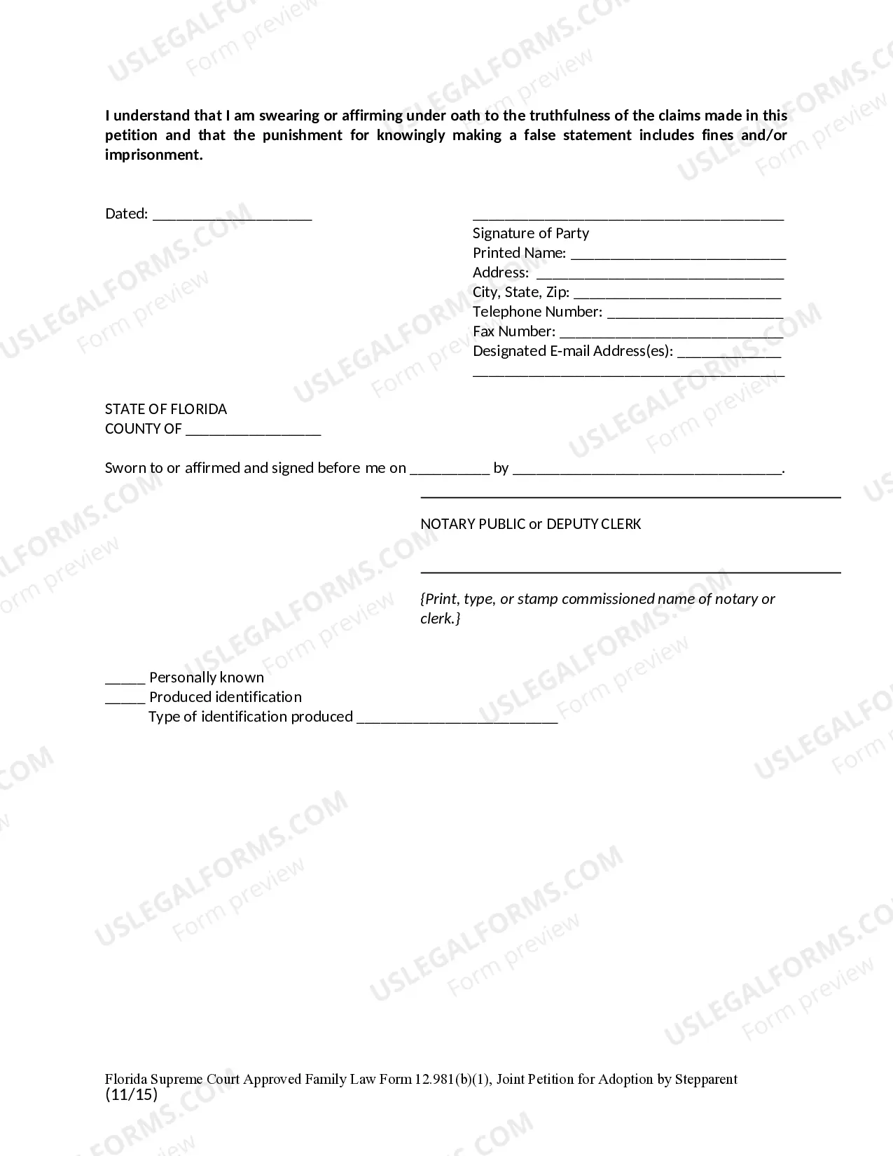 Preview Joint Petition for Adoption by Stepparent