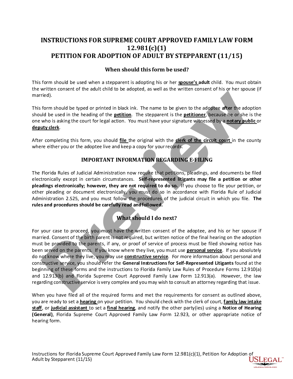 page 0 Petition for Adoption of Adult by Stepparent preview