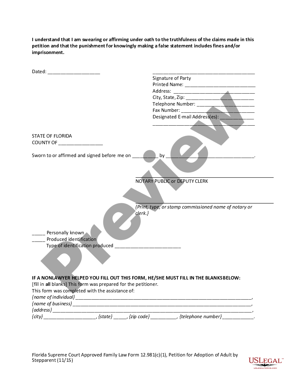 page 5 Petition for Adoption of Adult by Stepparent preview